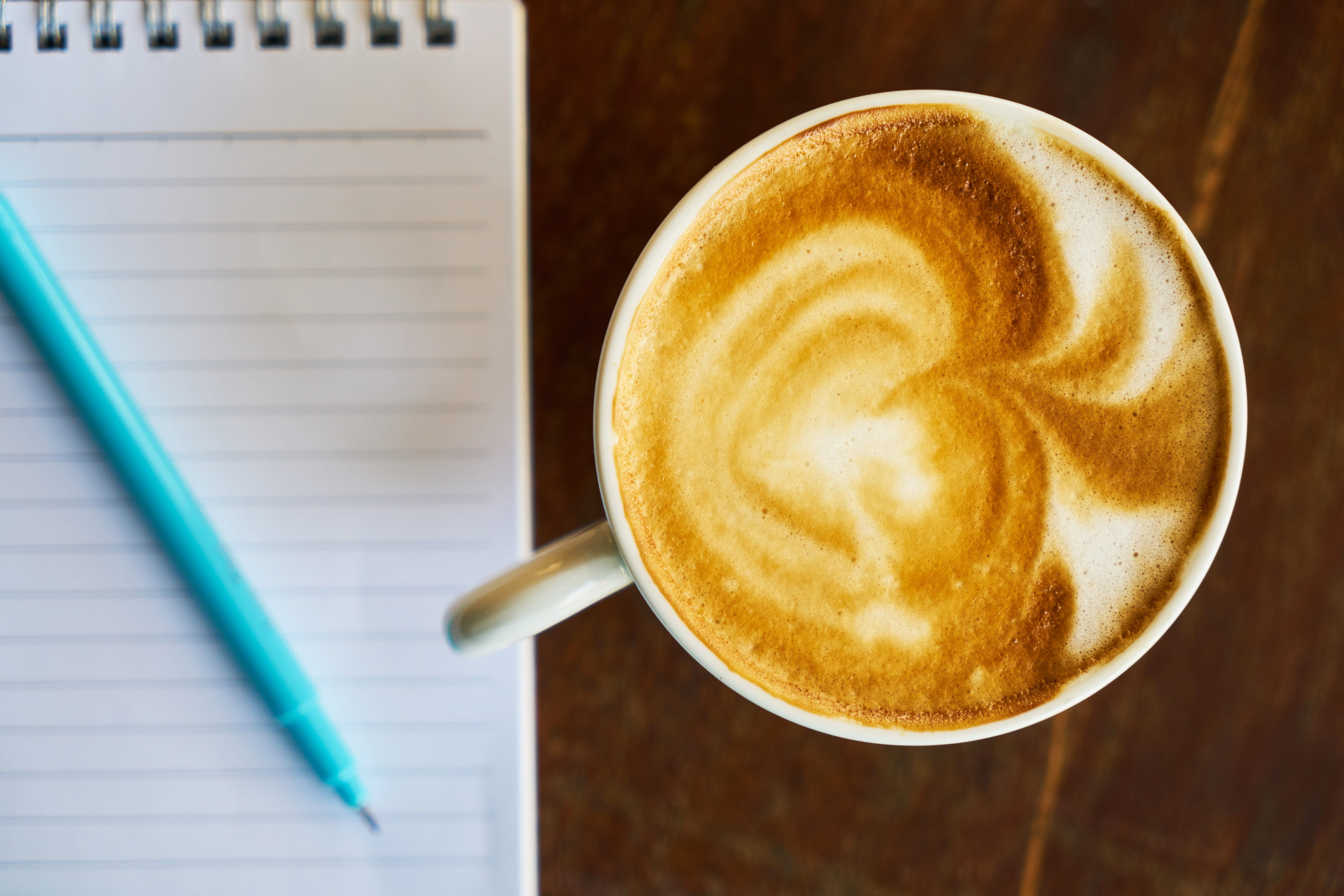directly above, beverage, the work, Photo, non-alcoholic beverage, paper, Latte, good morning, 5K, close-up, breakfast, book, manuscript, eating utensil, HD Wallpaper