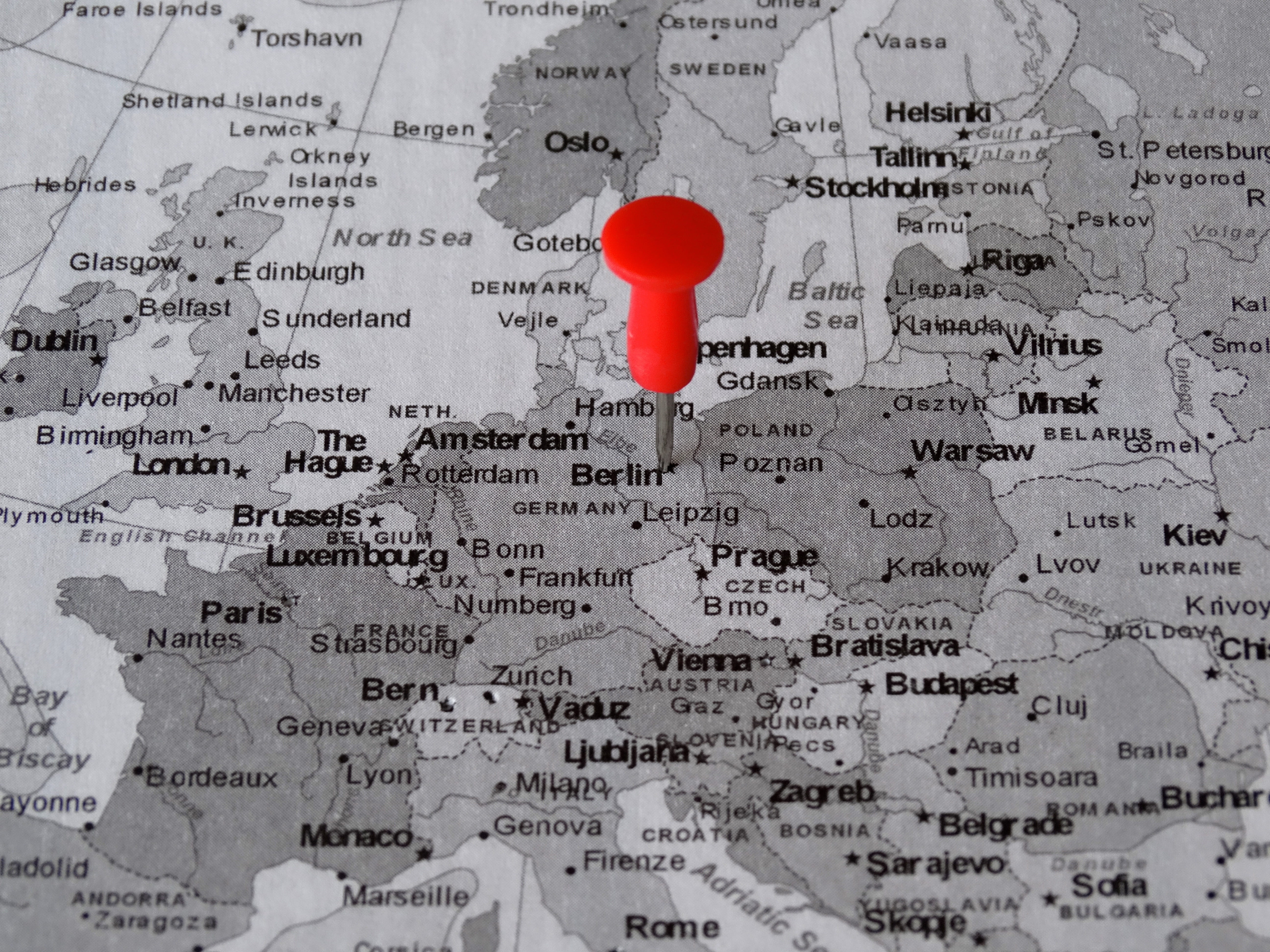 healthcare and medicine, western script, thumbtack, Berlin, Atlas, Meeting Point, document, travel, guidance, political, communication, direction, no people, HD Wallpaper