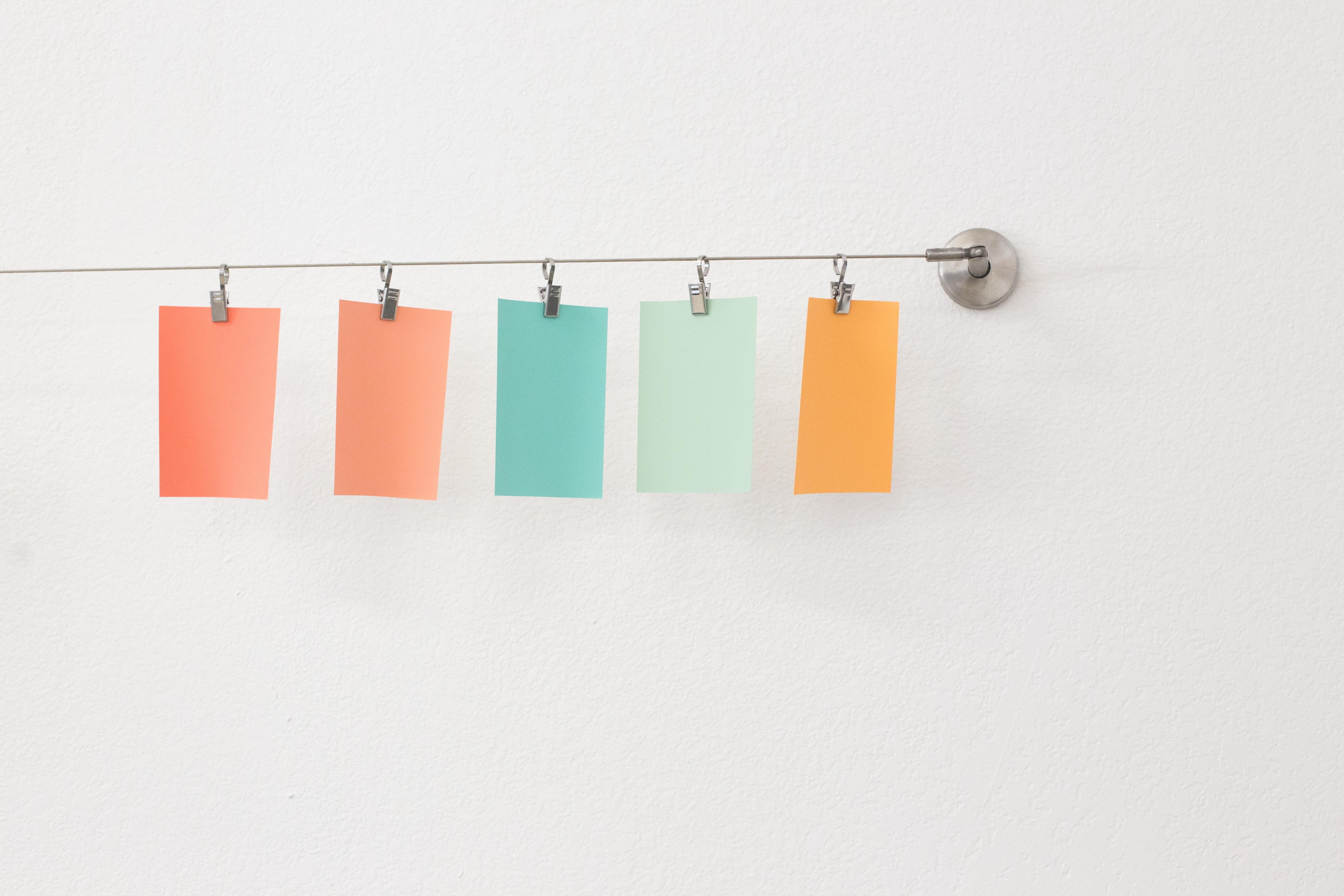 color, no people, medium group of objects, artistic, indoors, sticky, wall, coathanger, design, choice, close-up, studio shot, white color, built structure, HD Wallpaper