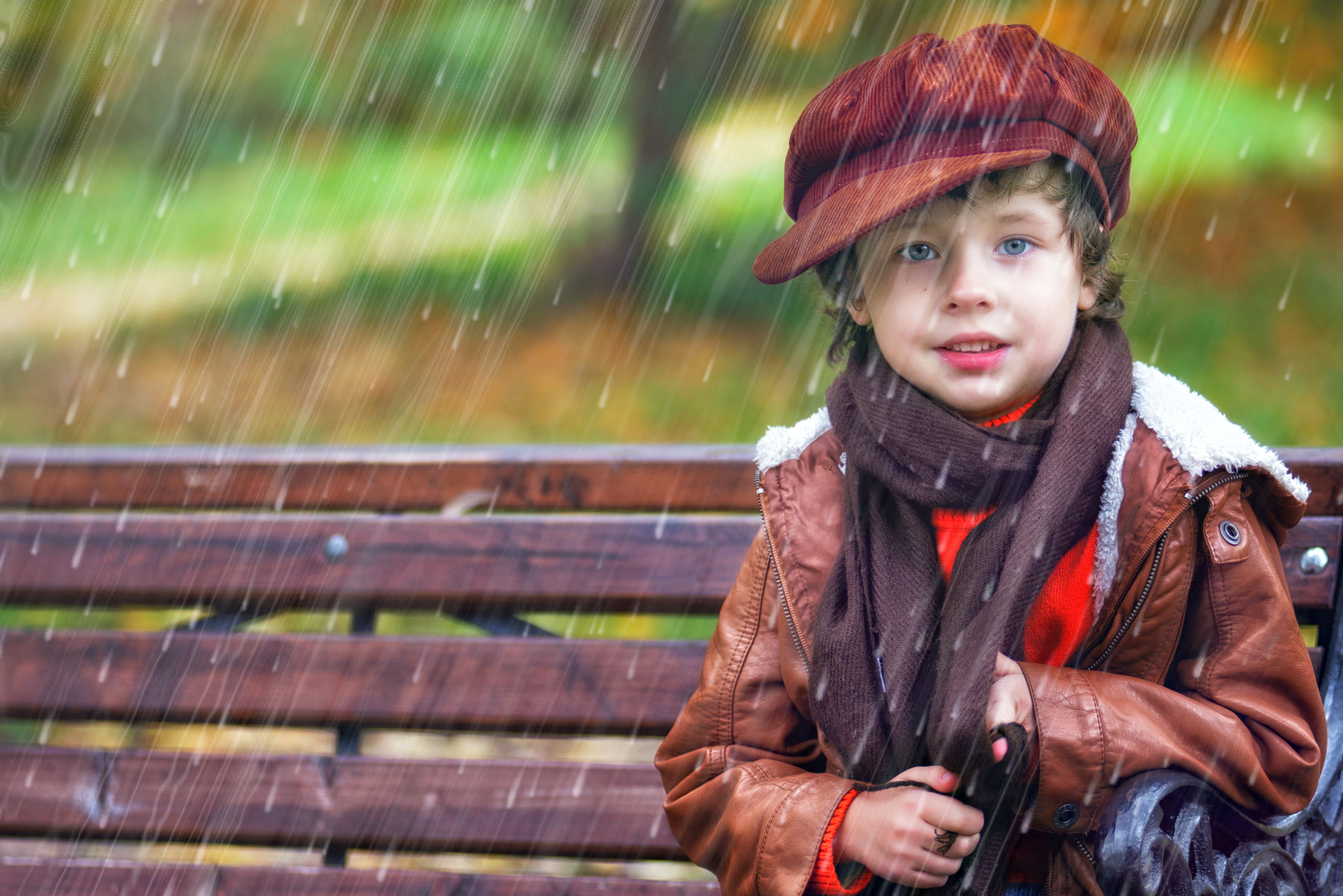 stroll, boy, focus on foreground, contemplation, kids, child in the rain, autumn, one person, offspring, looking, clothing, spring, males, childhood, partly cloudy, HD Wallpaper