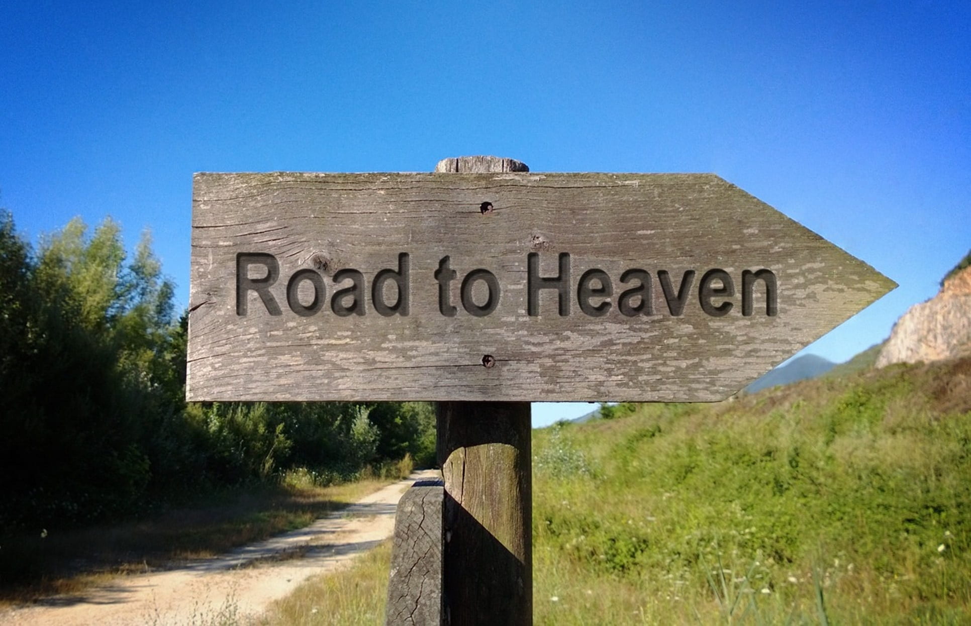 wood - material, road, way, wooden, road to heaven, future, wooden sign board, day, sign, guidance, arrow, message, no people, arrow symbol, western script, HD Wallpaper