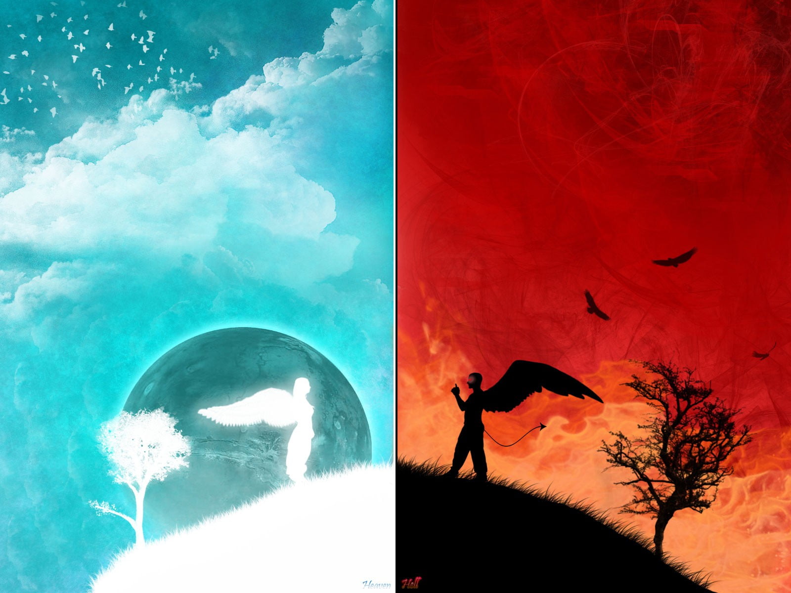 digital composite, sky, dark, people, red, outdoors, cloudscape, vertebrate, cloud - Sky, night, evil, flying, landscape, back Lit, auto post production filter, HD Wallpaper