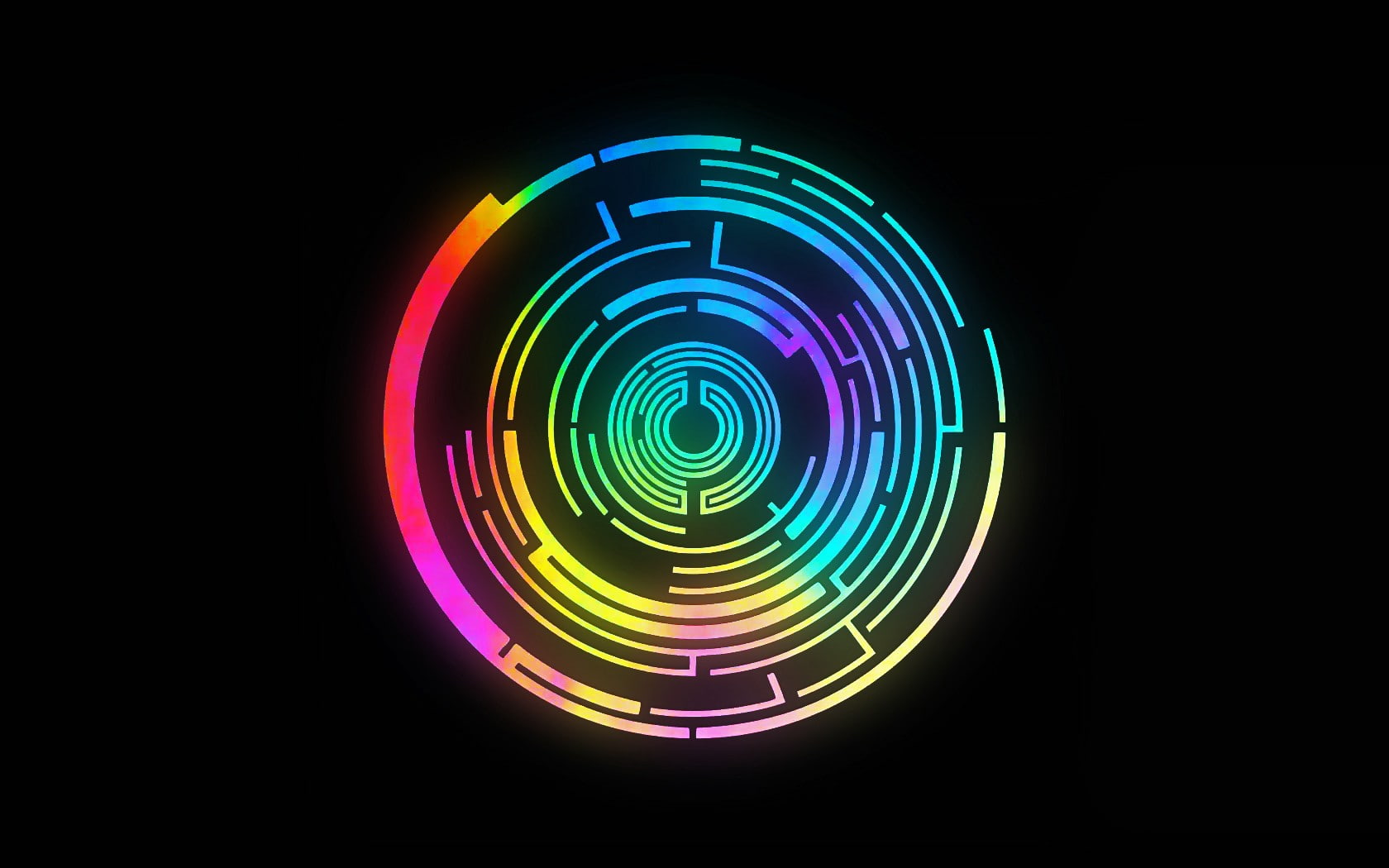 In Silico, abstract, Pendulum, colorful, logo, black background, circle, music, 720P, HD Wallpaper