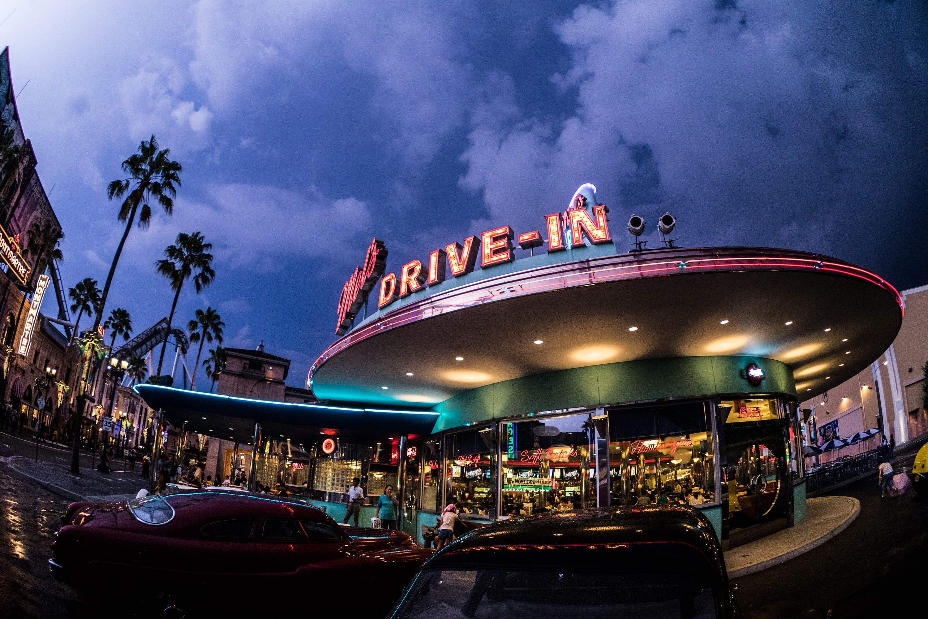 2K, sky, urban Scene, neon Light, cloud - sky, casino, real people, color Image, group of people, nightlife, travel Destinations, light, mode of transportation, HD Wallpaper