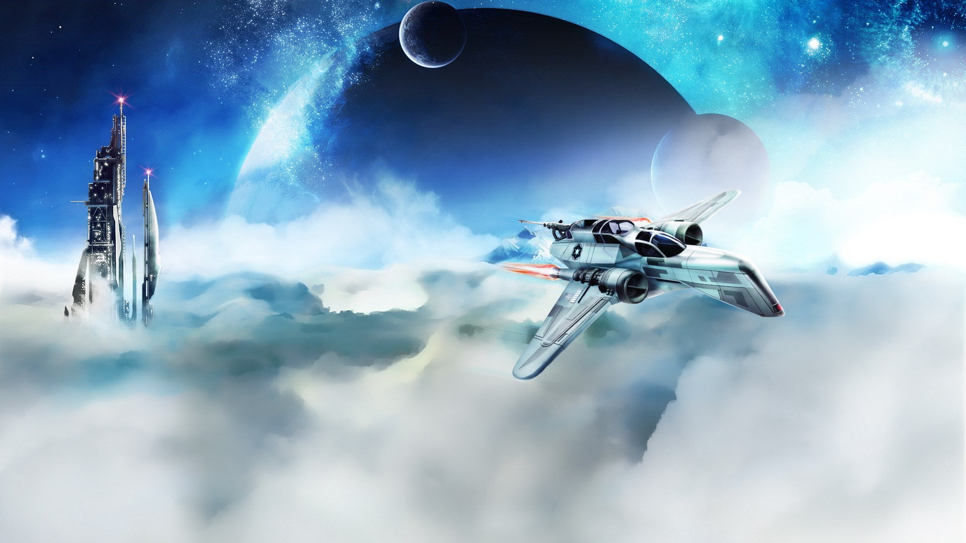 no people, digital composite, space, futuristic, surveillance, 1080P, air vehicle, cloud - sky, mid-air, transportation, orbiting, sky, security, global positioning system, HD Wallpaper
