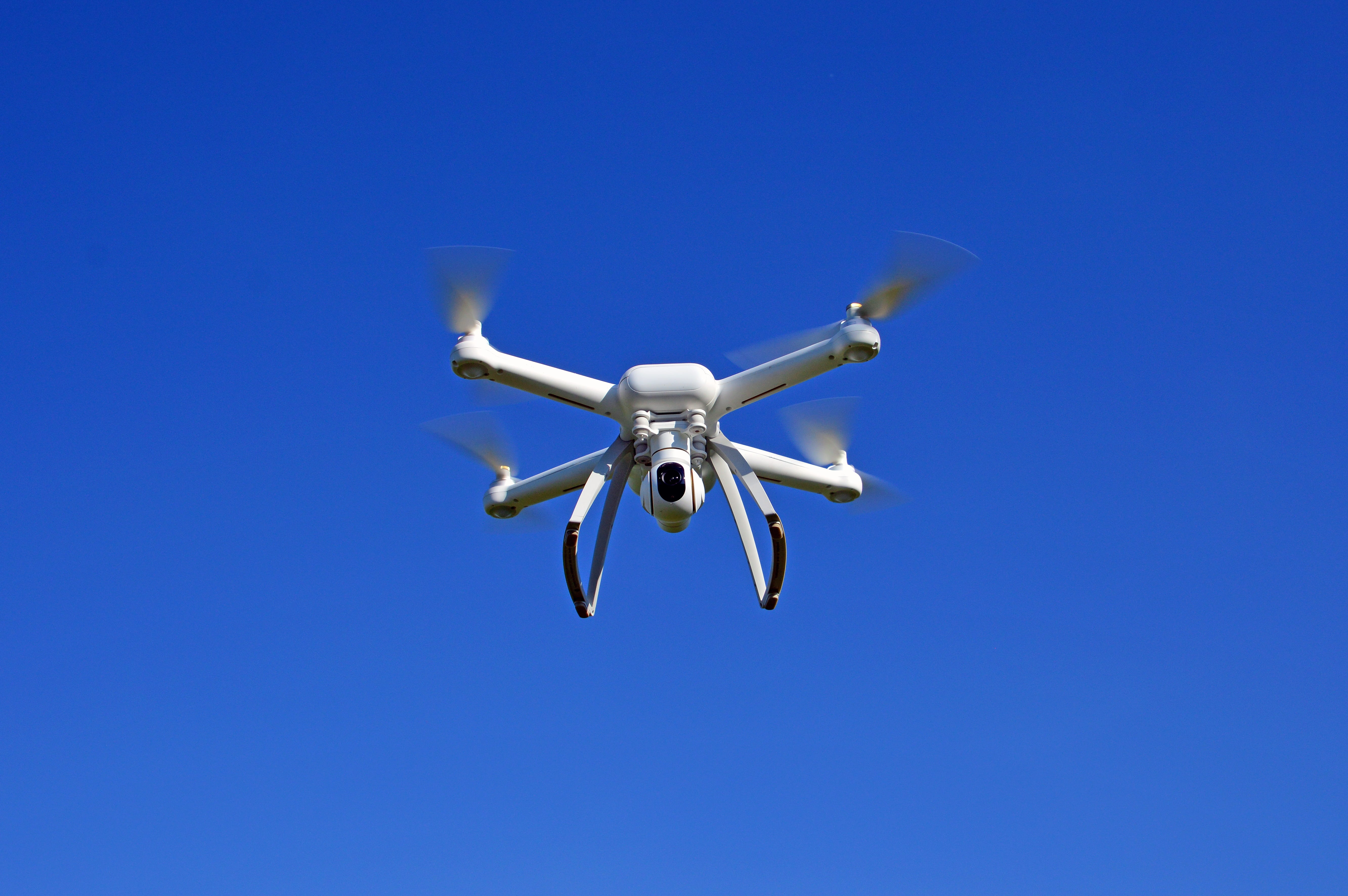 sky, copy space, no people, drone, flying, camera, photography themes, 5K, aerial view, air vehicle, rotor, big brother - orwellian concept, blue, flight, HD Wallpaper