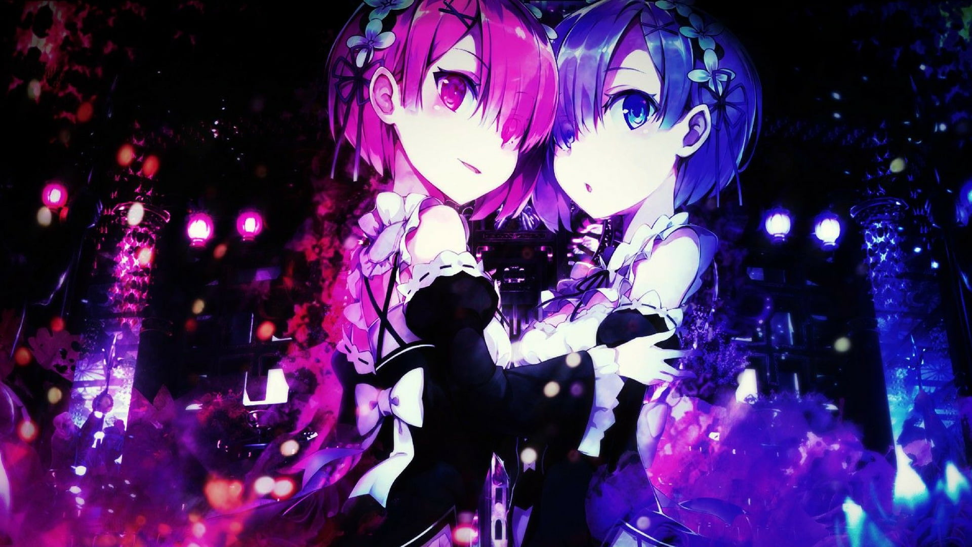 people, Ram (Re: Zero), lifestyles, anime, Re:Zero Kara Hajimeru Isekai Seikatsu, event, adult, group of people, Rem (Re: Zero), real people, incidental people, HD Wallpaper