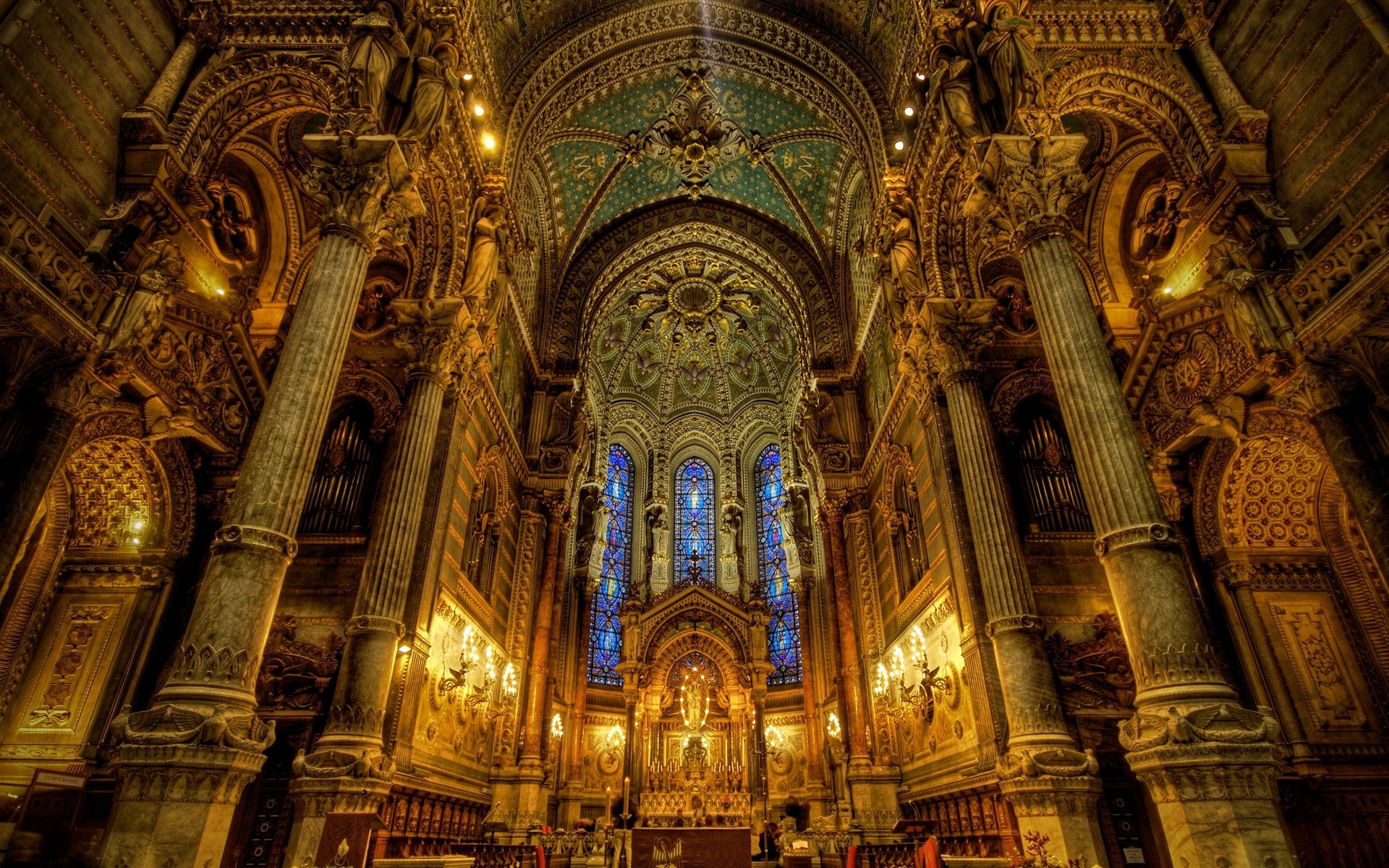 indoor, spirituality, arch, old, europe, cathedral, low angle view, 1080P, building, design, decoration, built Structure, the past, architectural column, HD Wallpaper