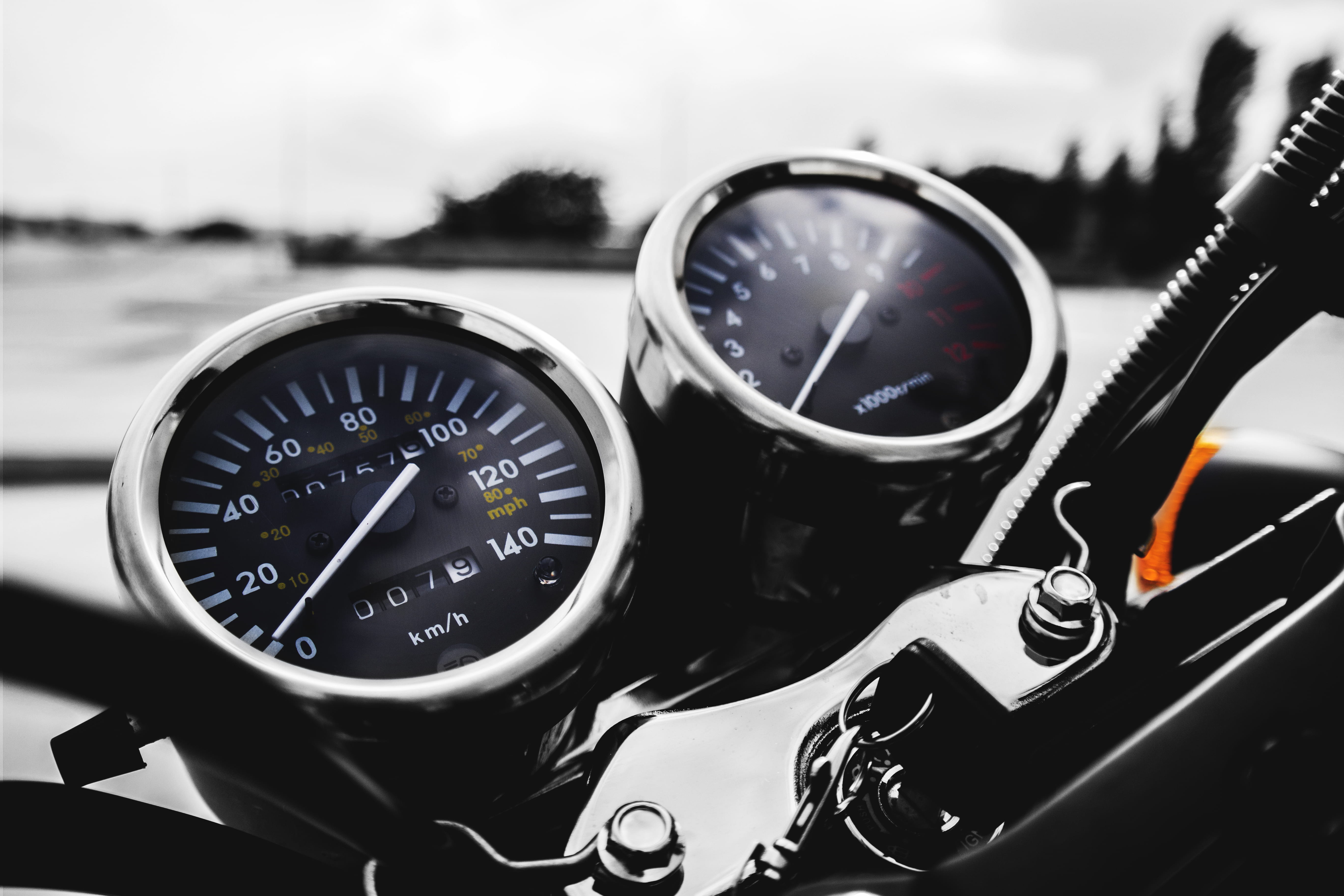 accuracy, number, mode of transportation, no people, speed, motorcycle, transportation, automotive, focus on foreground, time, outdoors, odometer, gauge, HD Wallpaper