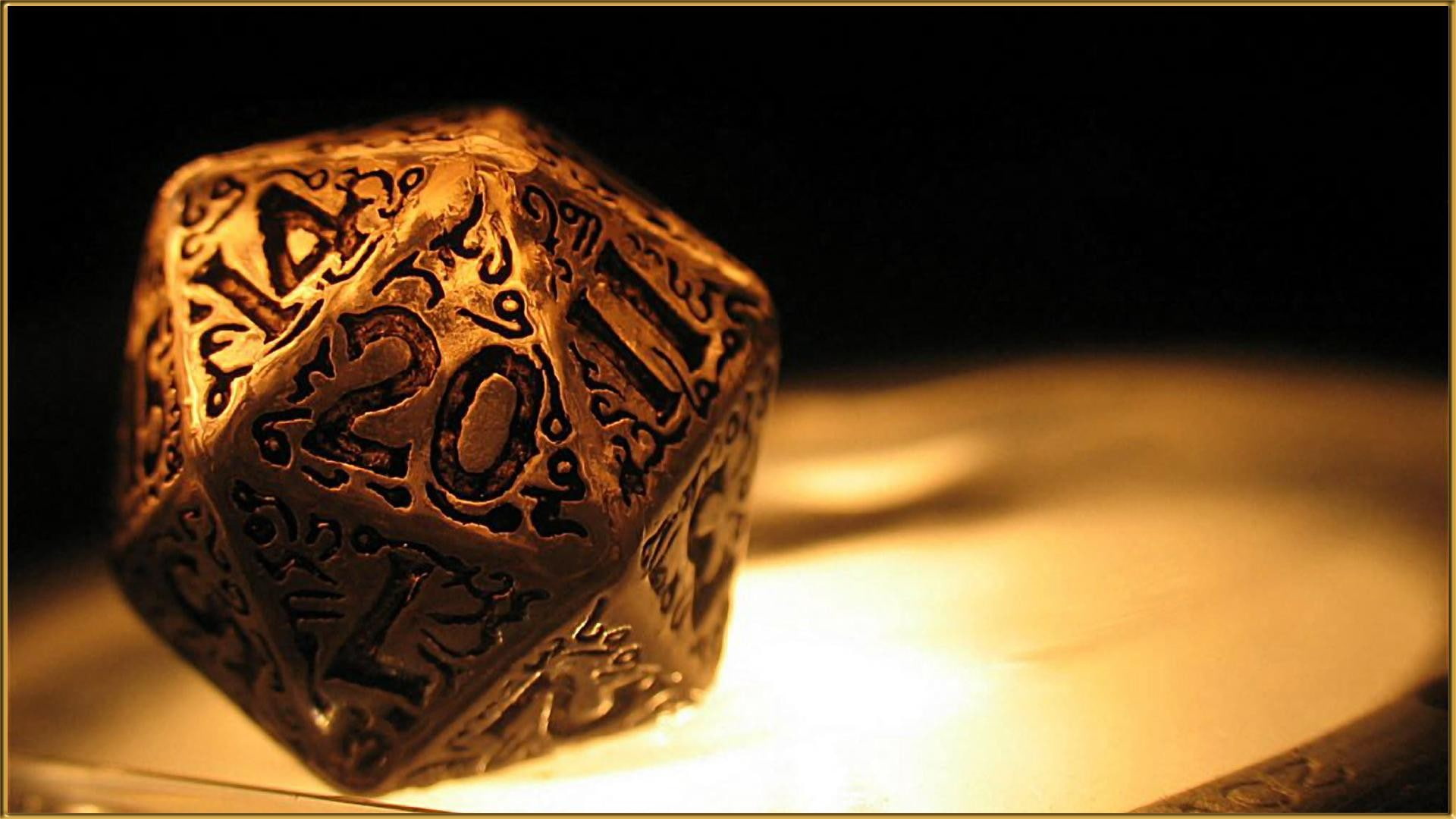 single object, black background, history, indoors, two objects, no people, pattern, gold colored, art and craft, closeup d20 gold dungeons and dragons dice numbers, HD Wallpaper