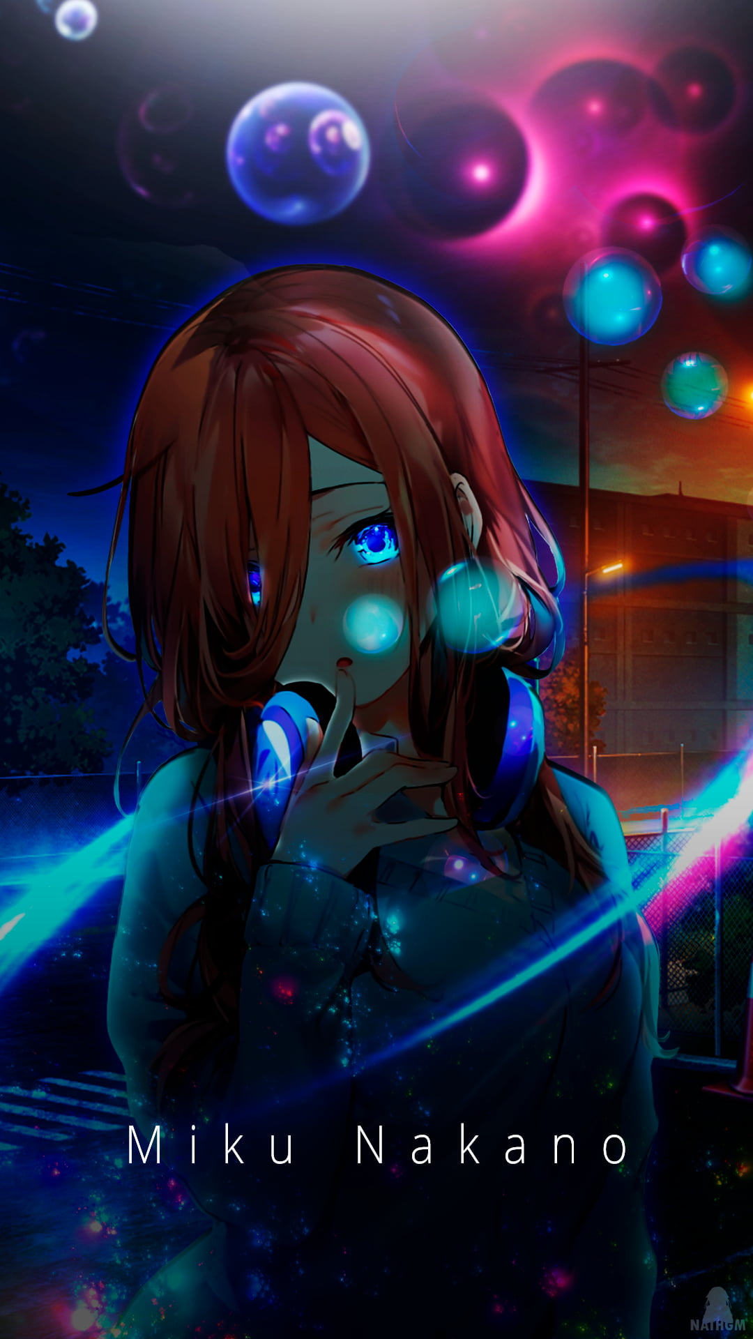 fantasy girl, anime girls, dusk, blue eyes, Nakano Miku, signatures, dark, 1080P, 5-toubun no Hanayome, sun rays, anime, Phone HD Wallpaper