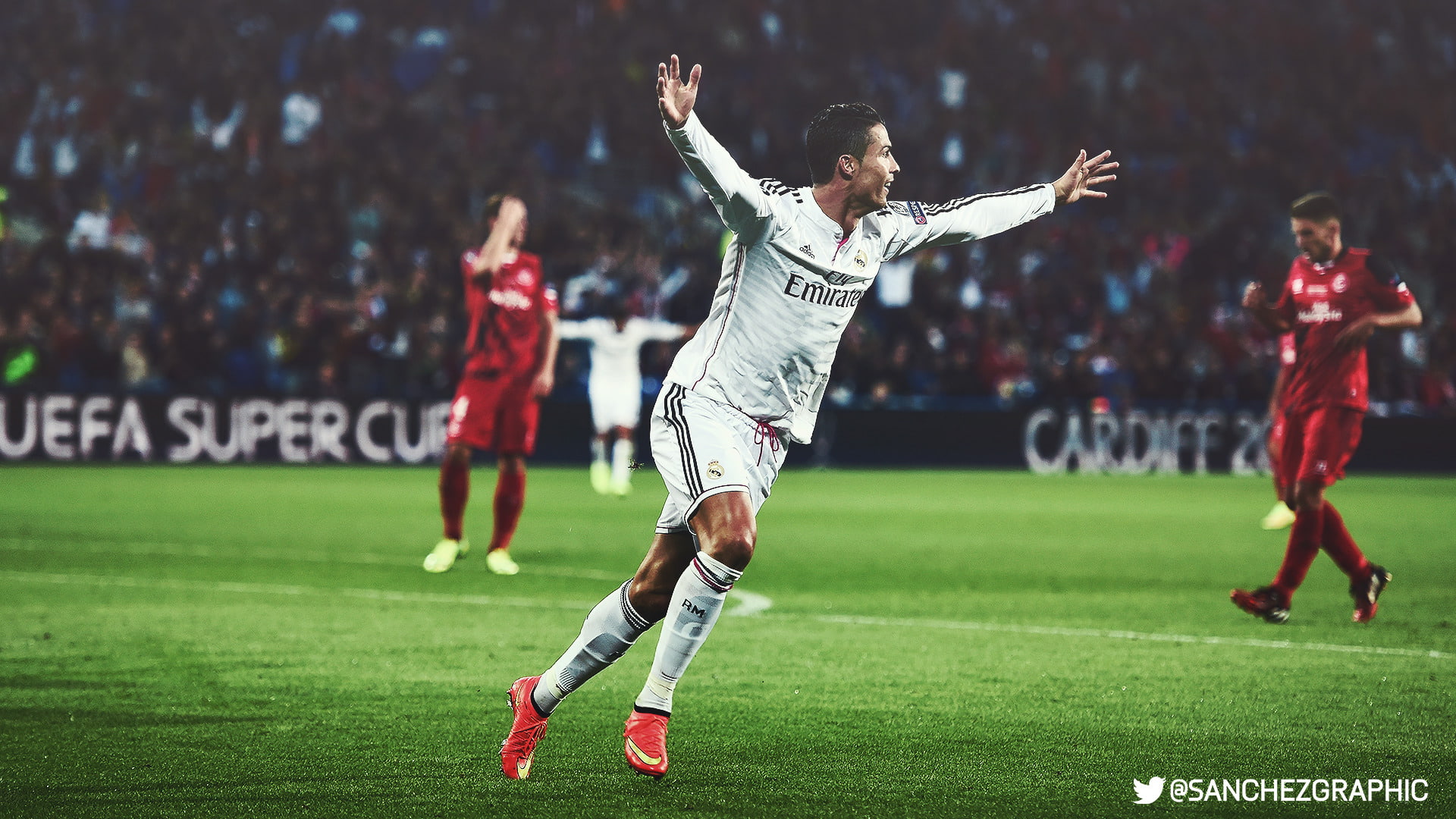 sports equipment, sanchez graphics cristiano ronaldo hdr, activity, sports clothing, outdoors, kicking, effort, running, soccer field, grass, soccer, soccer player, HD Wallpaper