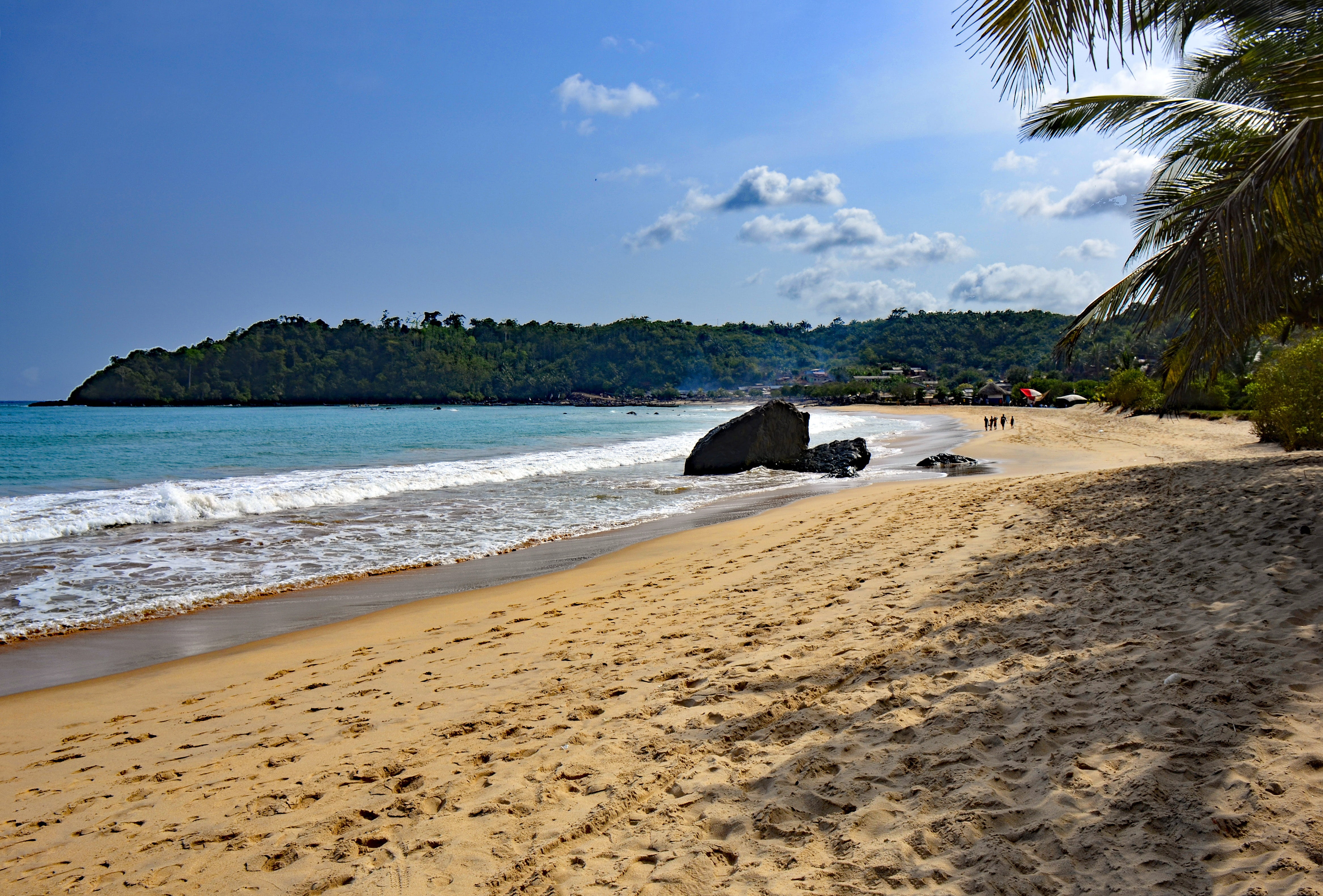 4K, holiday, nature, outdoors, sand, no people, day, africa, sky, land, west africa, sea, rock - object, waves, tree, palm trees, tranquility, rock, butre, HD Wallpaper