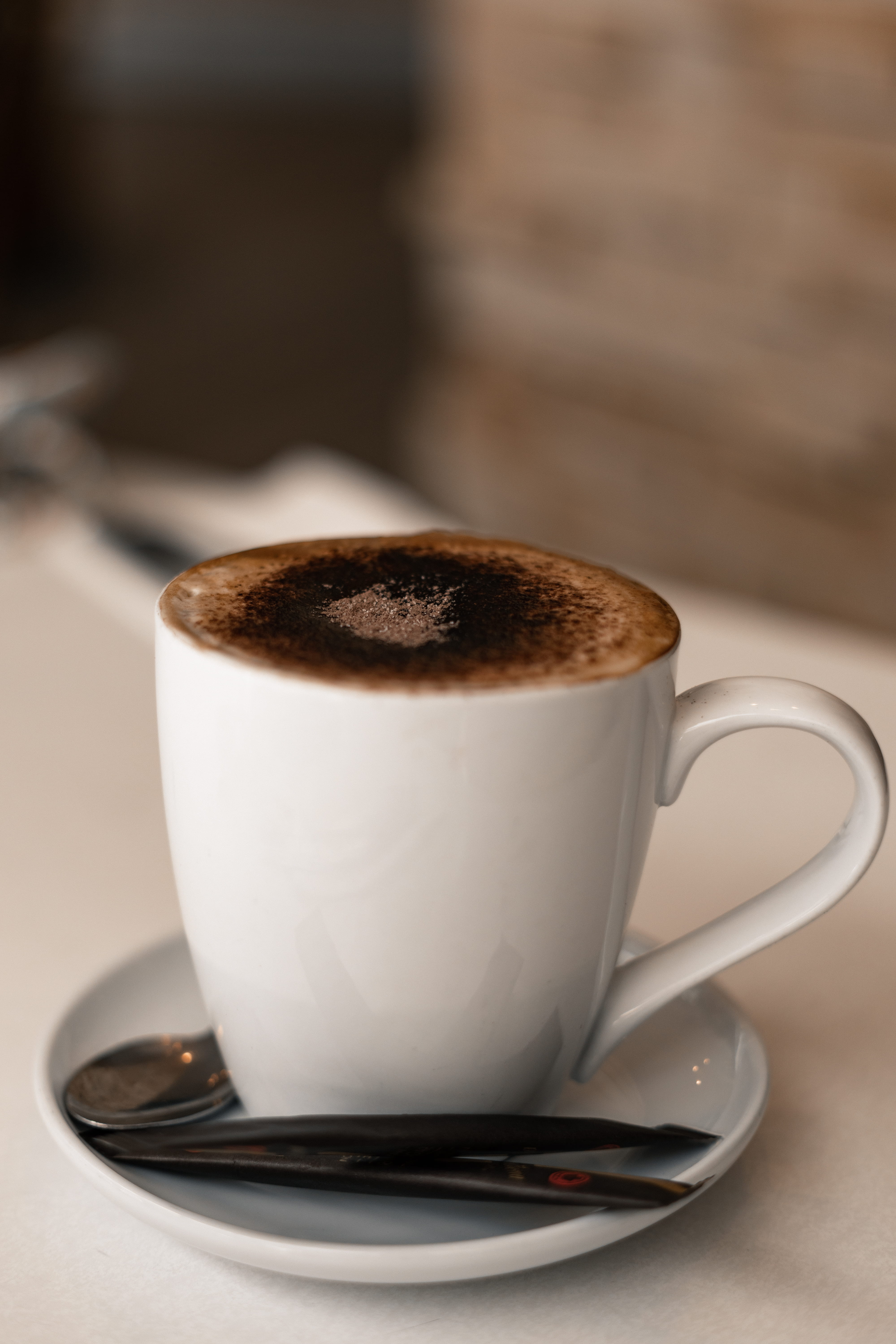 chocolate, coffee cup, drink, freshness, still life, latte, indoors, espresso, teacup, black, coffe bean, 5K, beverage, food, new york, saucer, cappuccino, Phone HD Wallpaper