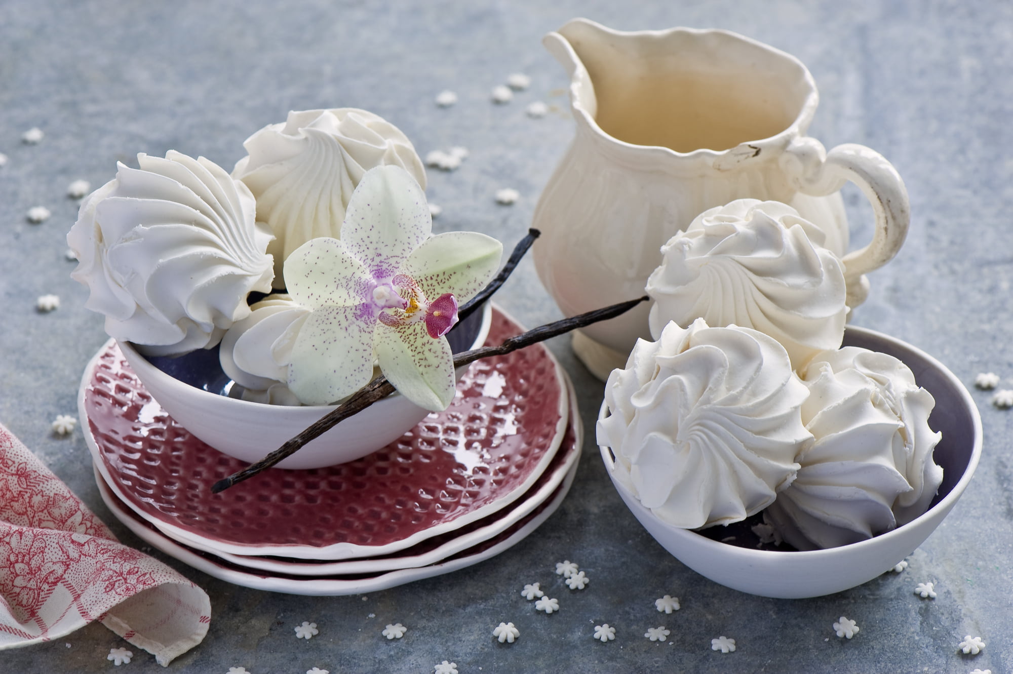 table, wedding cake, pink Color, elegance, wedding, cake, orchid, marshmallows, cupcake, bakery, baked, indulgence, flower, freshness, still life, decoration, HD Wallpaper