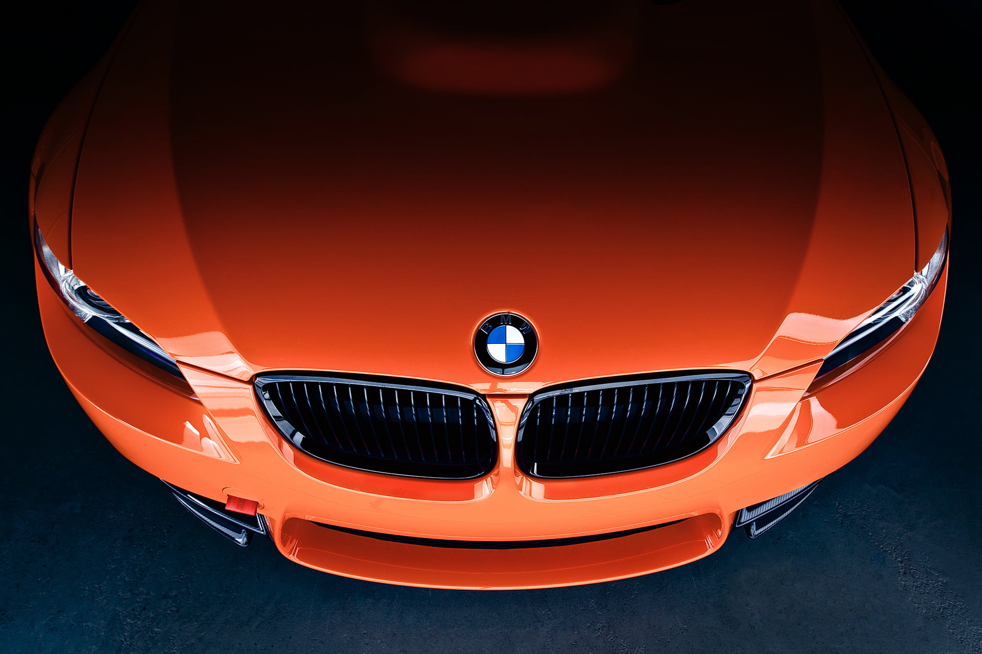 orange color, bmw, studio shot, indoors, front, reflection, car, icon, chrome, motor Vehicle, elegance, no People, m3, orange, new, transportation, headlight, HD Wallpaper