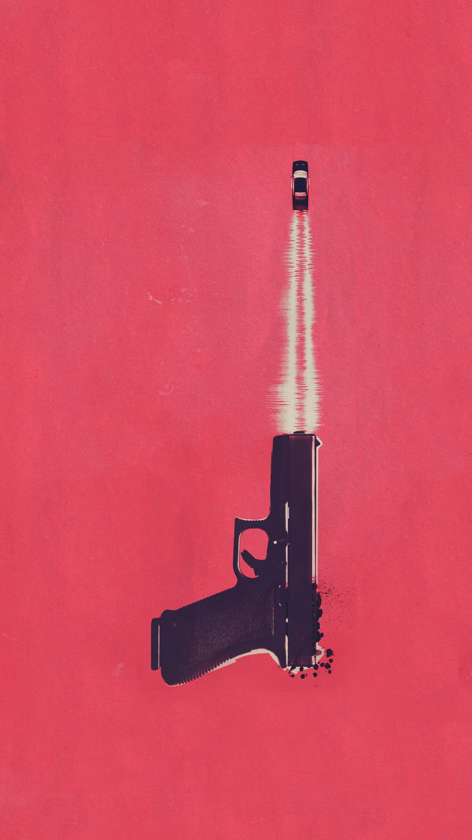 gun, 2K, movies, Baby Driver, Glock, minimalism, Edgar Wright, Phone HD Wallpaper