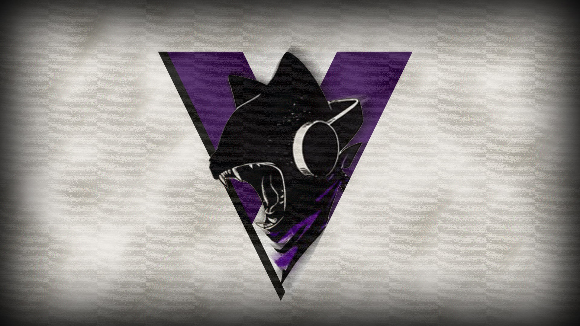 simple background, purple, simple, Monstercat, teeth, headphones, 1080P, HD Wallpaper