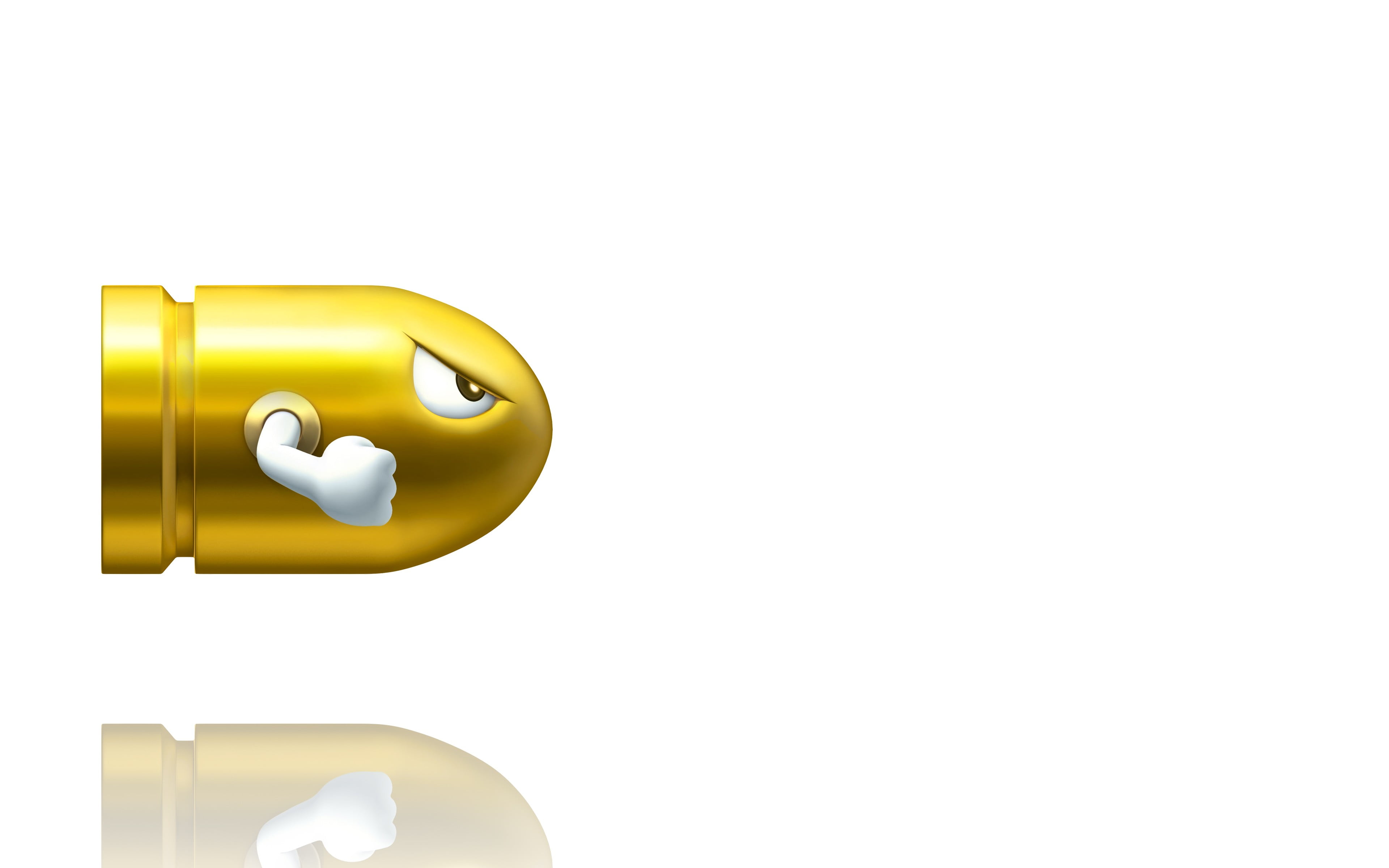 white background, gold colored, entrance, Bullet Bill, protection, device, still life, close-up, simple background, design, copy space, shape, yellow, safety, HD Wallpaper