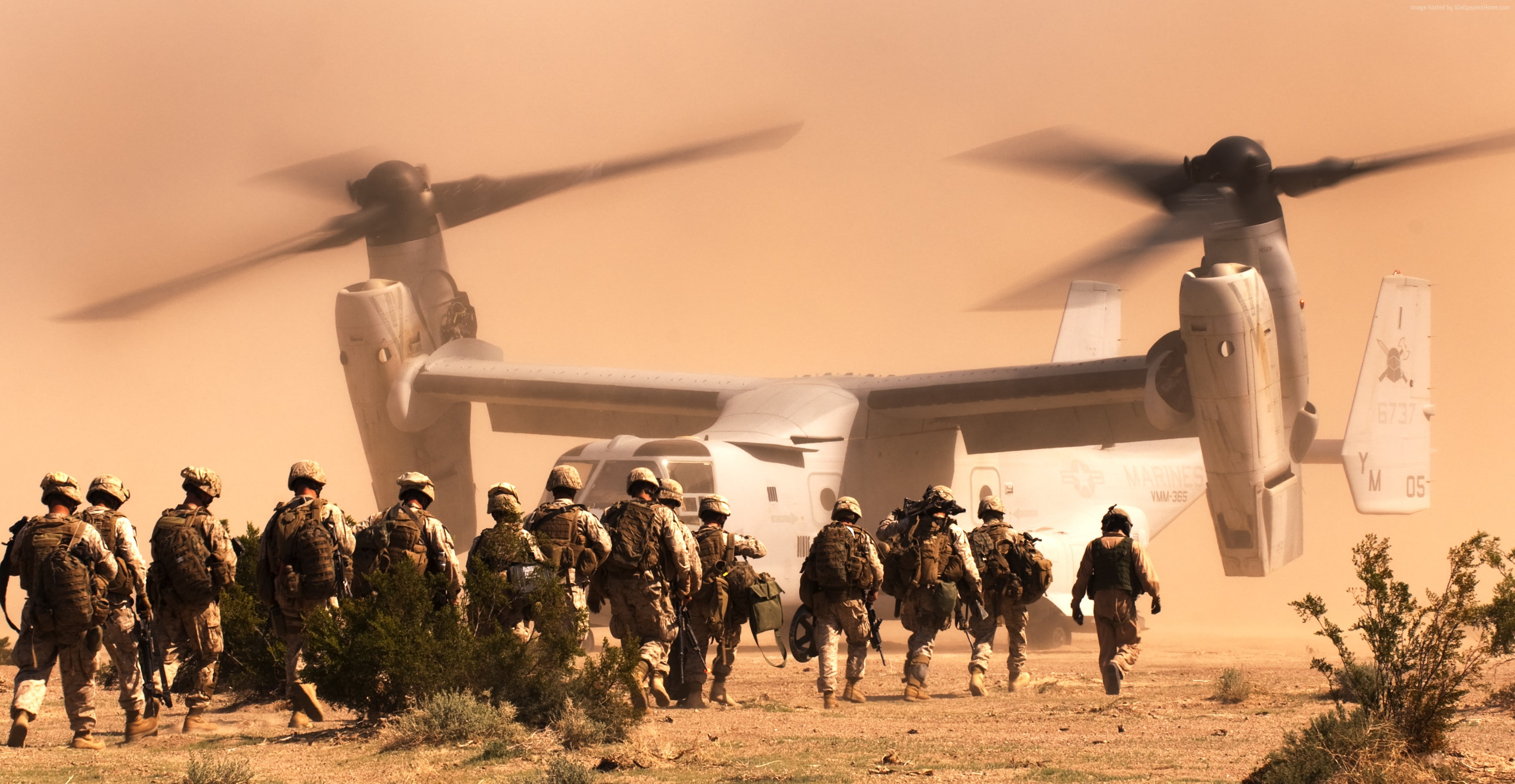 tiltrotor military aircraft, U.S. Air Force, Bell V-22 Osprey, 2K, HD Wallpaper