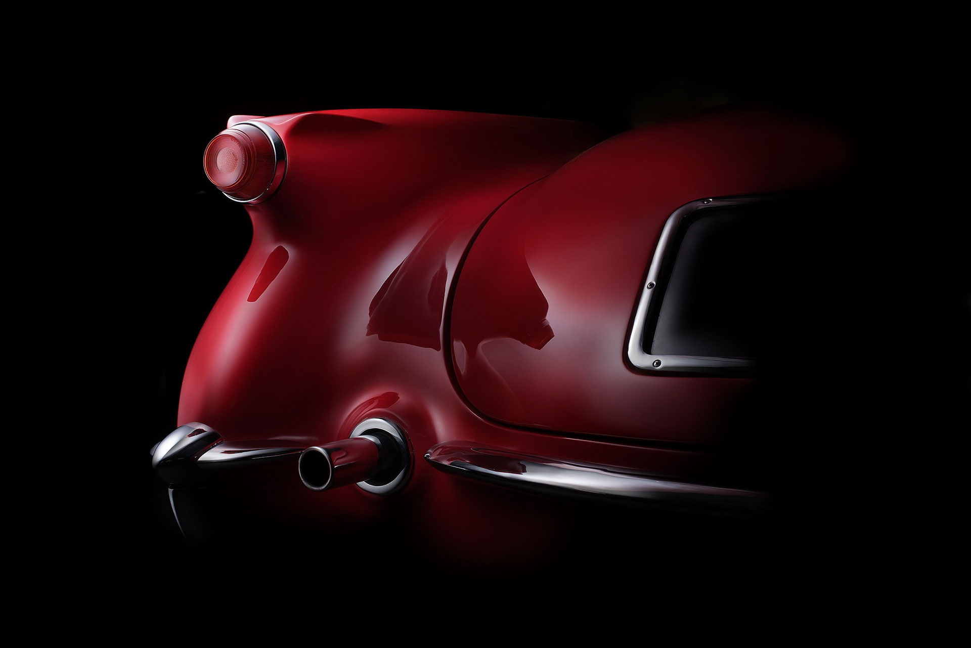 red, 1080P, 1954 (Year), vehicle, red cars, car, Corvette, dark, HD Wallpaper
