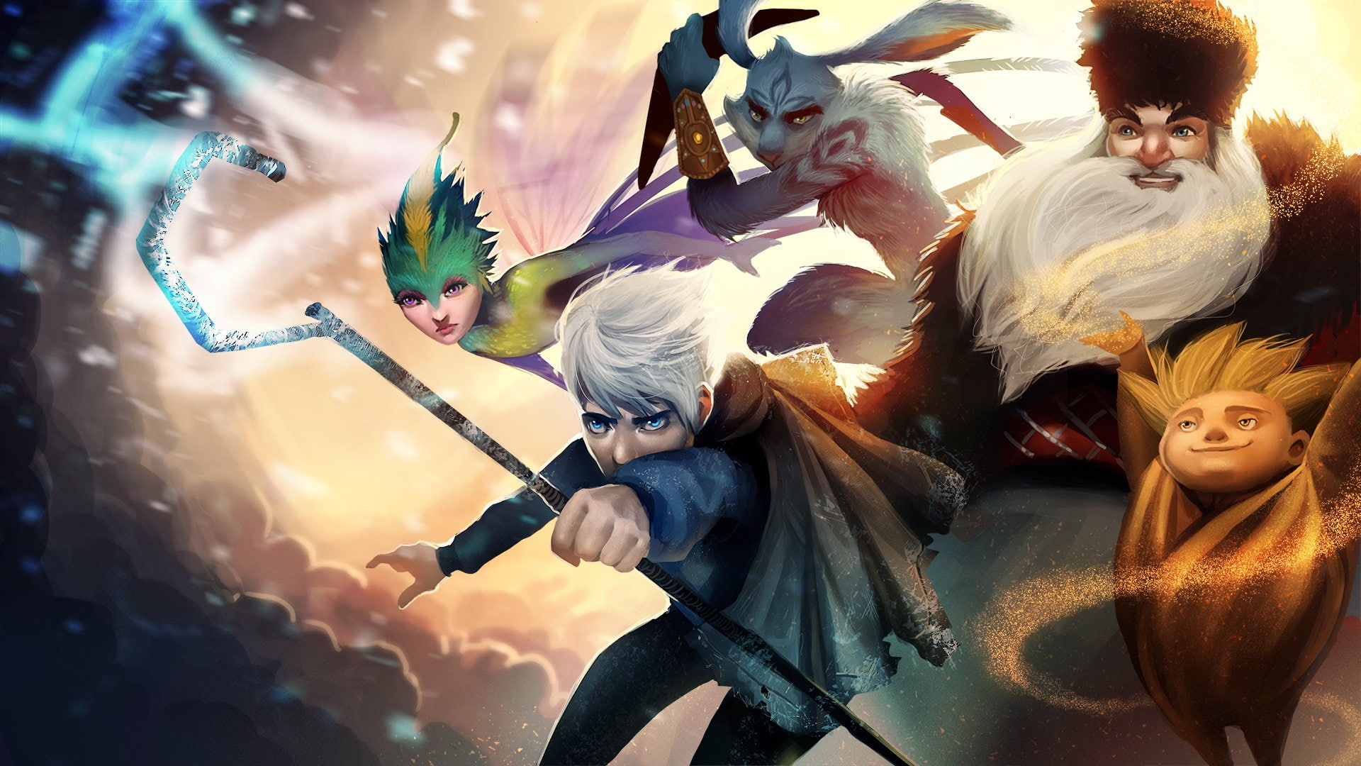 Sandman (Rise of the Guardians), North (Rise Of The Guardians), 1080P, Tooth (Rise Of The Guardians), Movie, Jack Frost, E. Aster Bunnymund, Rise Of The, HD Wallpaper