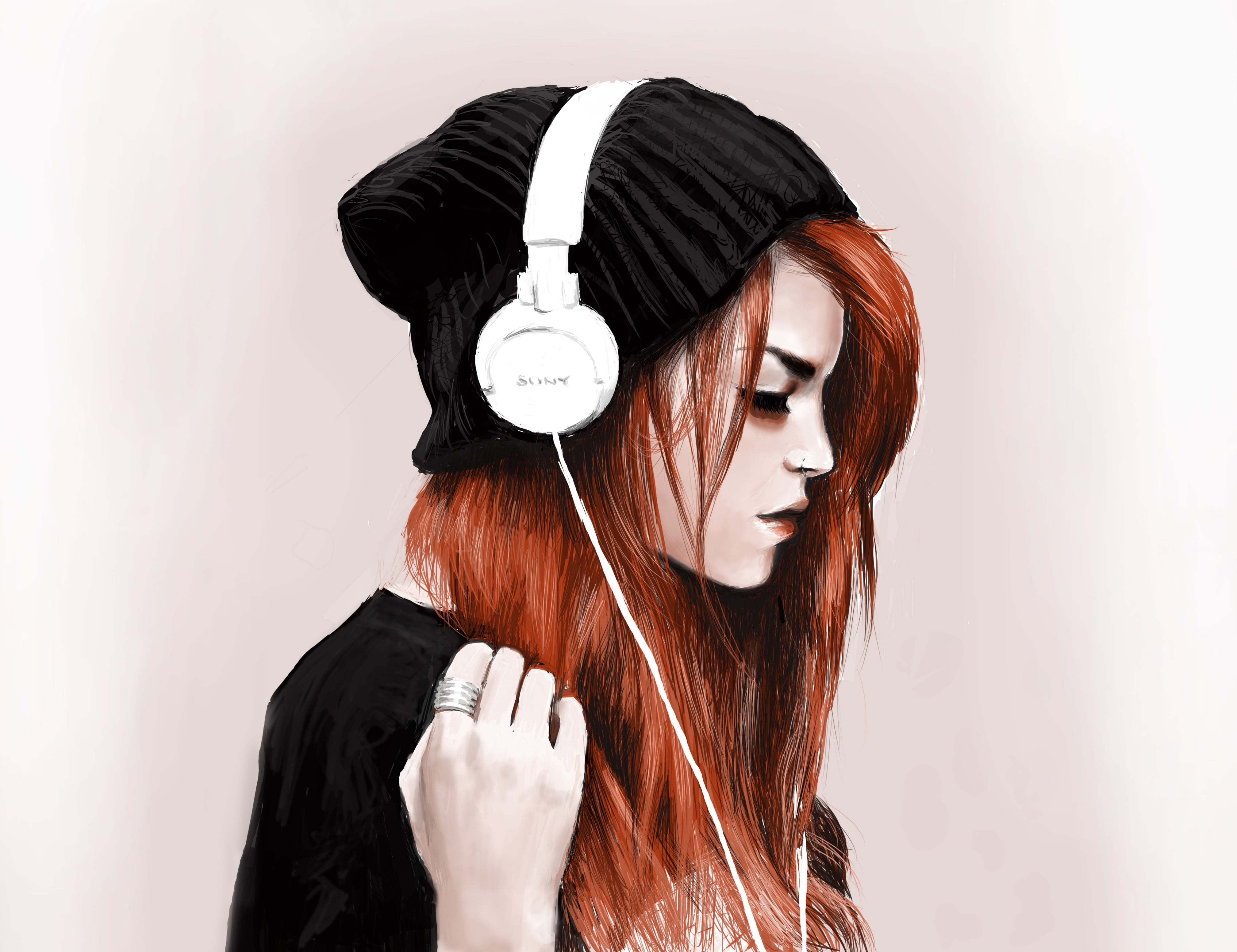 ring, sound, audio Equipment, corded, fashion, beautiful people, wearing, human Face, adult, hairstyle, dyed red hair, singing, one Person, teenage Girls, HD Wallpaper
