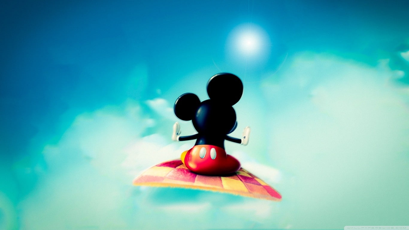 offspring, food and drink, 720P, cartoon, representation, Mickey Mouse, human representation, low angle view, childhood, blue, nature, multi colored, red, HD Wallpaper