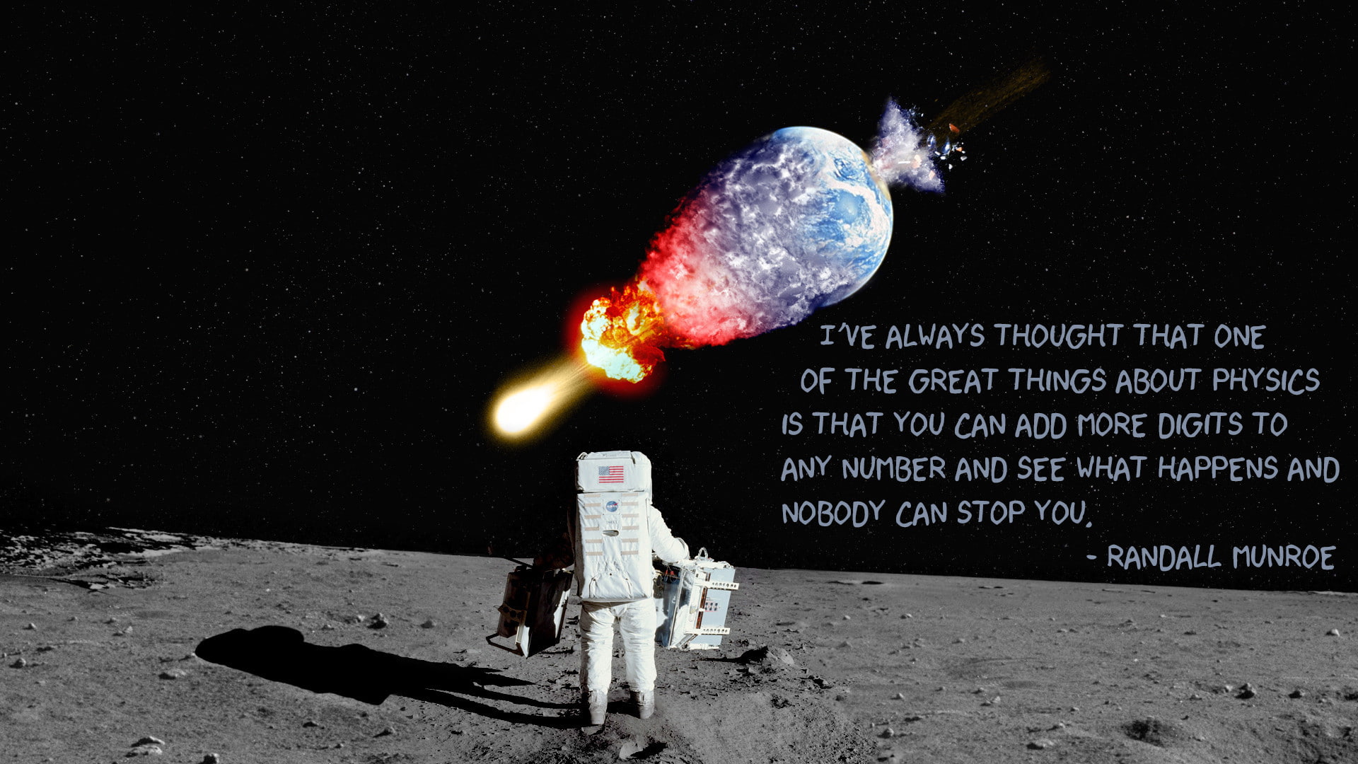 digit, astronaut, munroe, comet, physics, 1080P, asteroid, earth, explosion, randall, HD Wallpaper