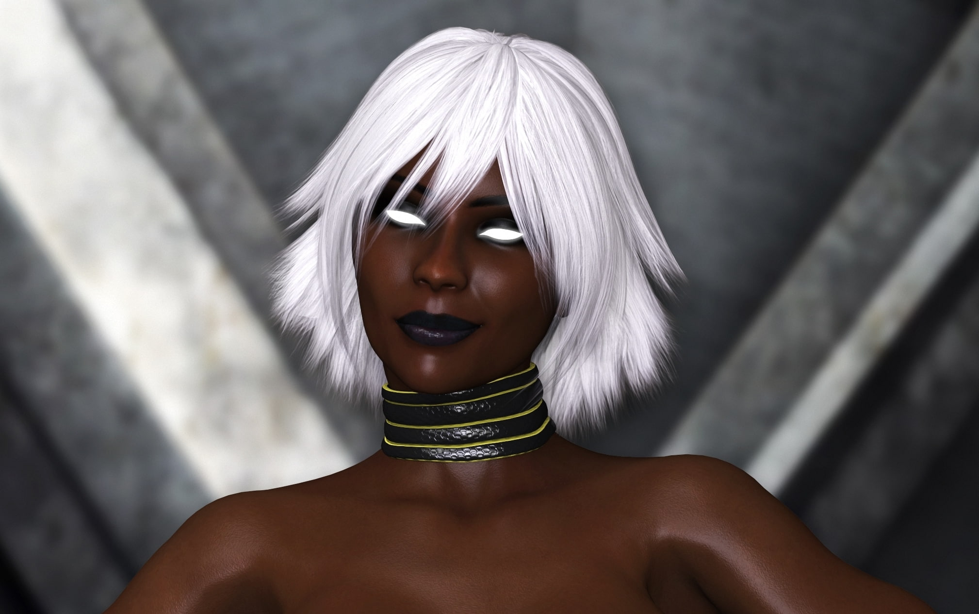 Storm, face, X-Men, Marvel Comics, 1080P, beauty, ororo munroe, rendering, Afro, art, black, girl, HD Wallpaper