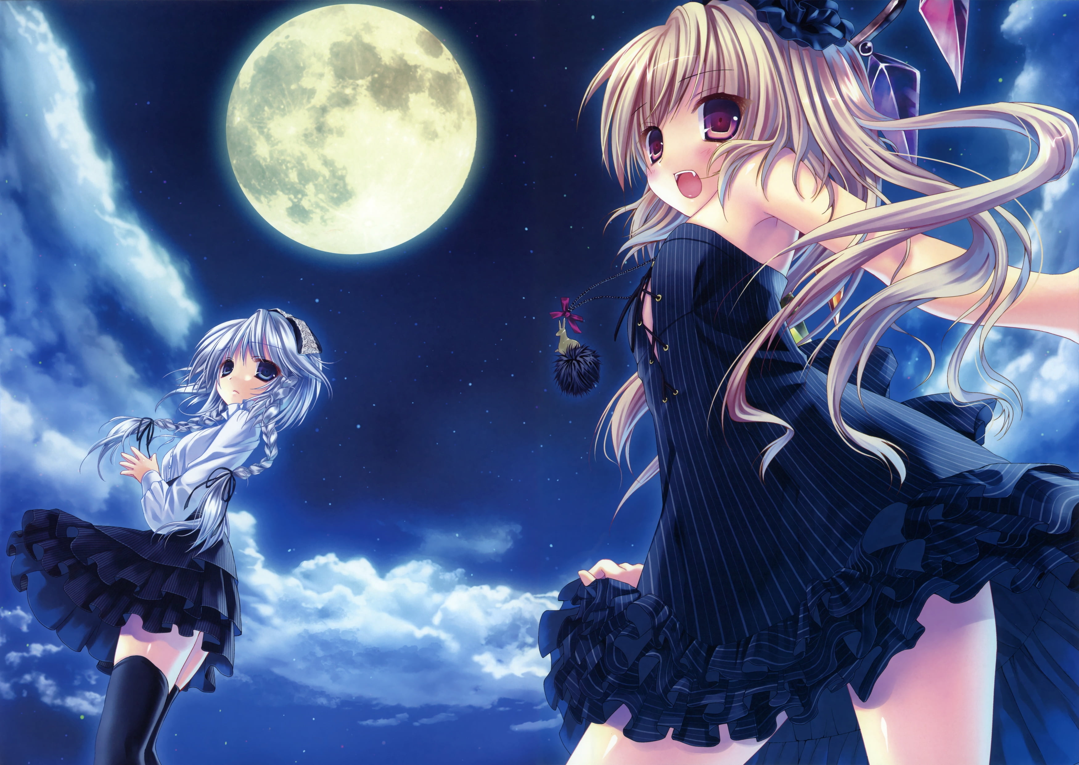 astronomy, females, galaxy, people, backgrounds, marine, gray, girl, fantasy, female, one Person, full moon, women, haired, sky, computer Graphic, 2K, HD Wallpaper