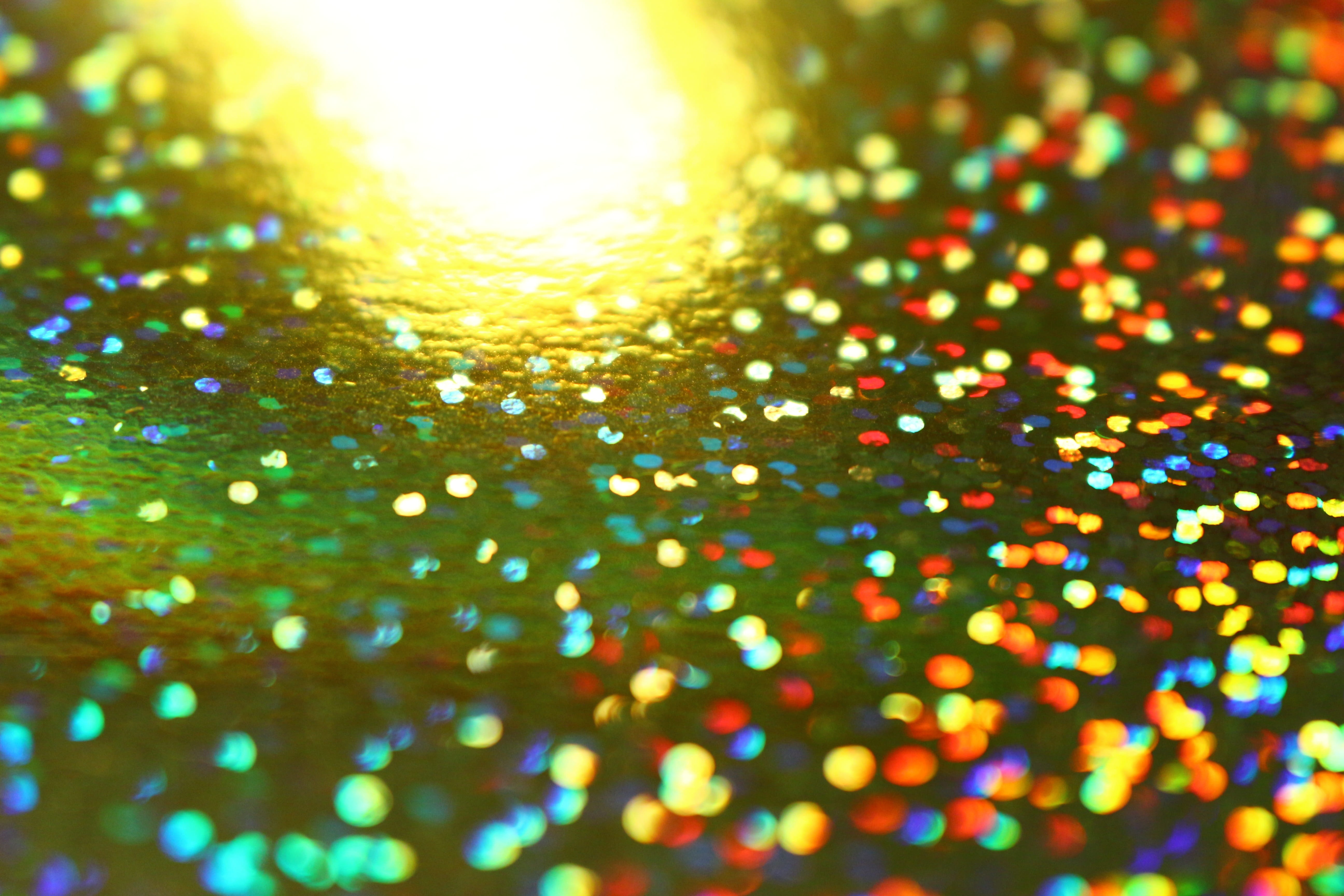 celebration, light - natural phenomenon, new years eve, pattern, defocused, abstract, confetti, photo paper, close-up, rainbow, 5K, bright, light, brightly lit, HD Wallpaper