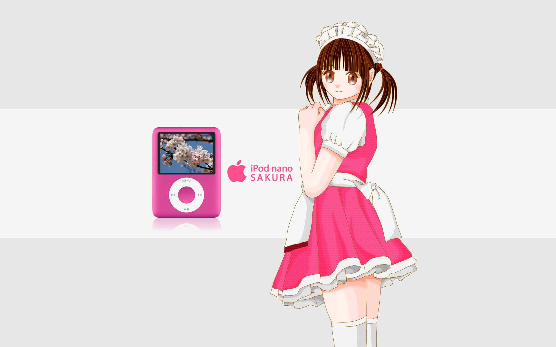 anime, apple, nano, 1080P, ipod, sakura, girl, pink, woman, 1920x1200, computers, ipod nano, HD Wallpaper