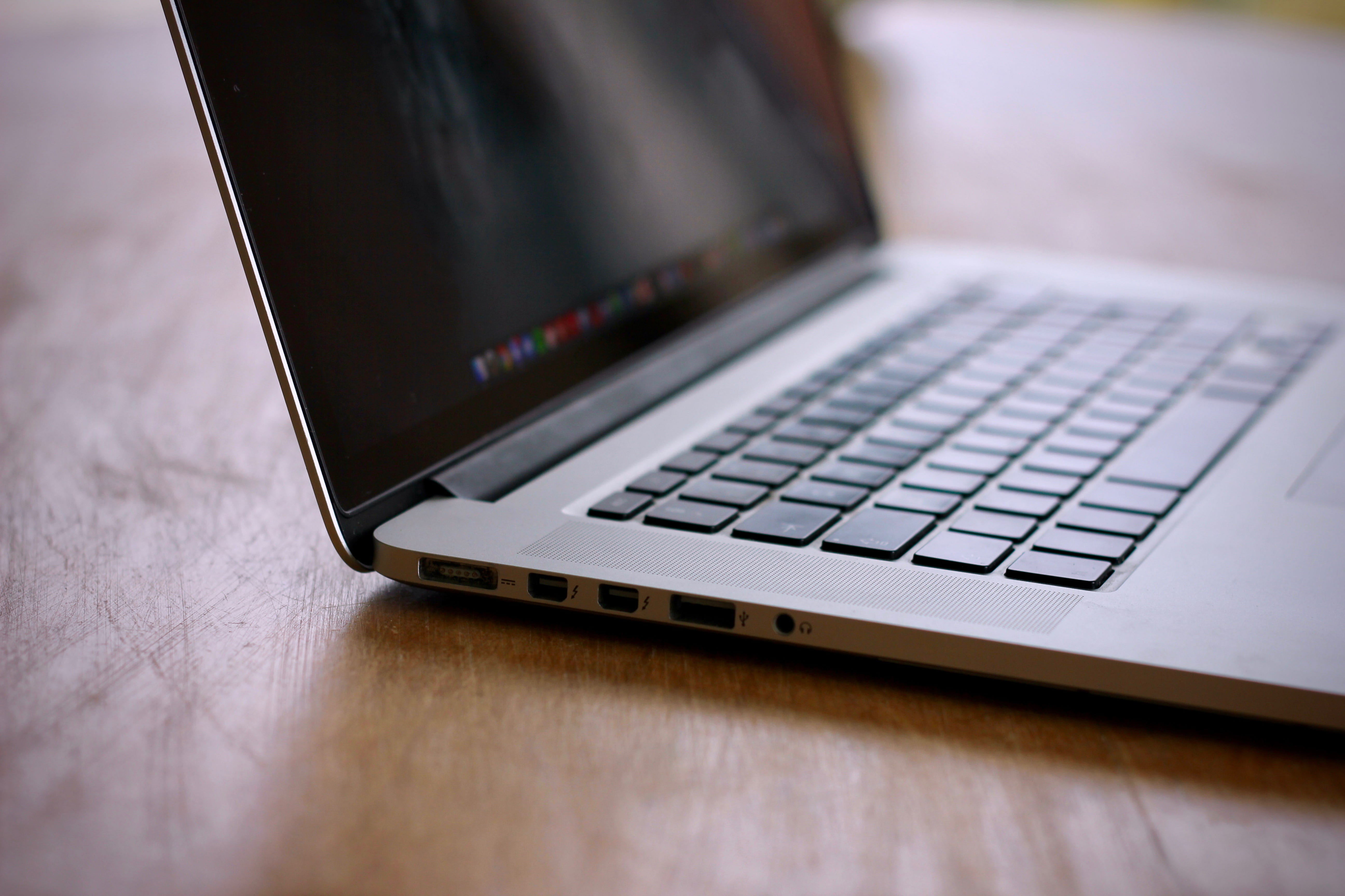 close-up, communication, indoors, connection, laptop, computer equipment, internet, macbook, charging, silver colored, indoor, wireless technology, 5K, HD Wallpaper