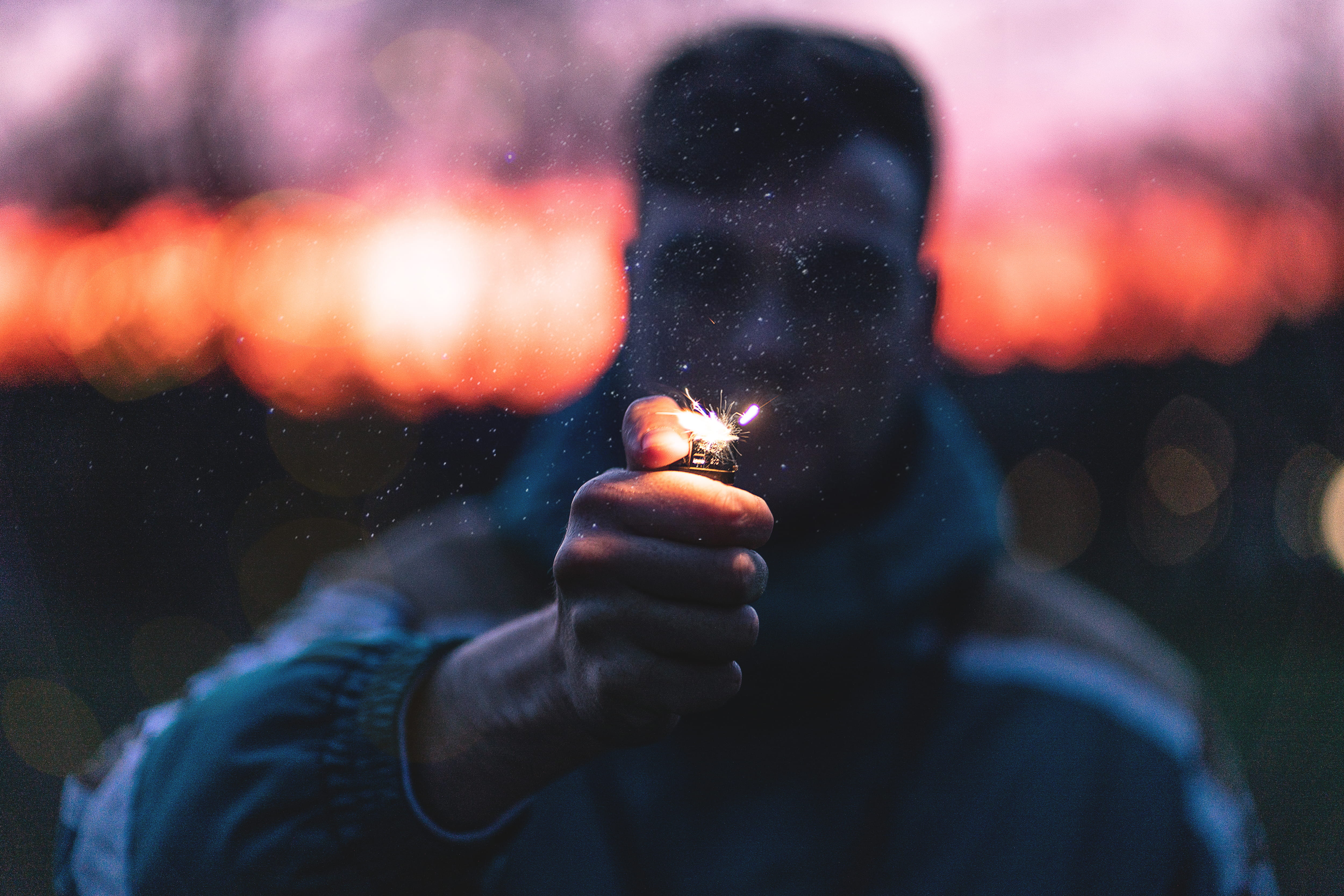 spiral, obscured face, human, smoke, glow, gesturing, hamburg, hand, man, moody, technology, sunset, led, photography themes, germany, focus on foreground, HD Wallpaper