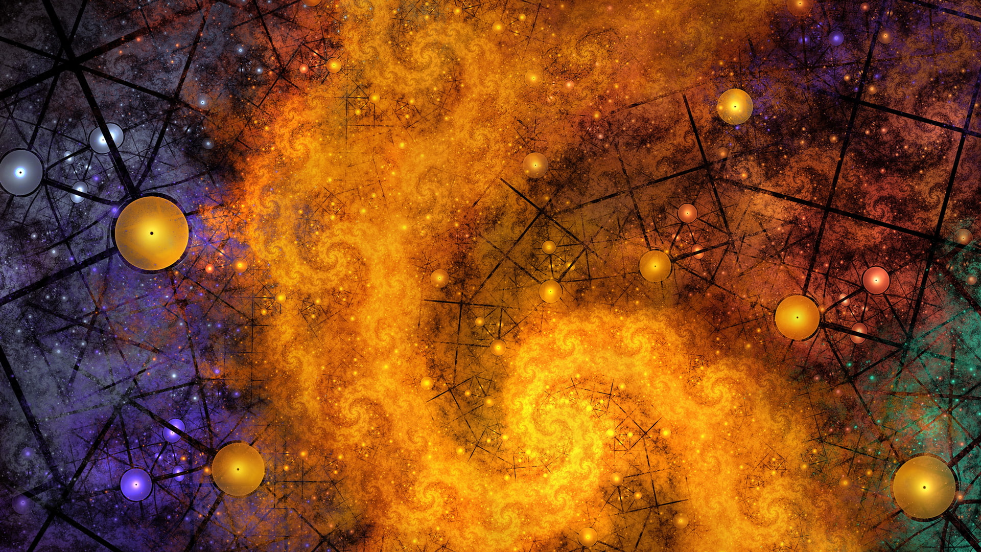 1080P, digital art, colorful, artwork, lines, grunge, circle, abstract, spiral, HD Wallpaper