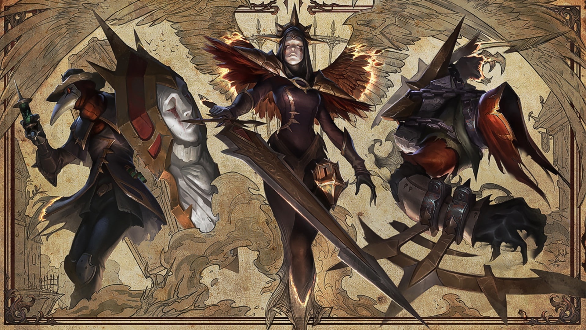 bird, ceiling, nocturne nocturne the eternal nightmare league of legends kyle the judicator singed video games, weapon, representation, art and craft, arts culture and entertainment, HD Wallpaper