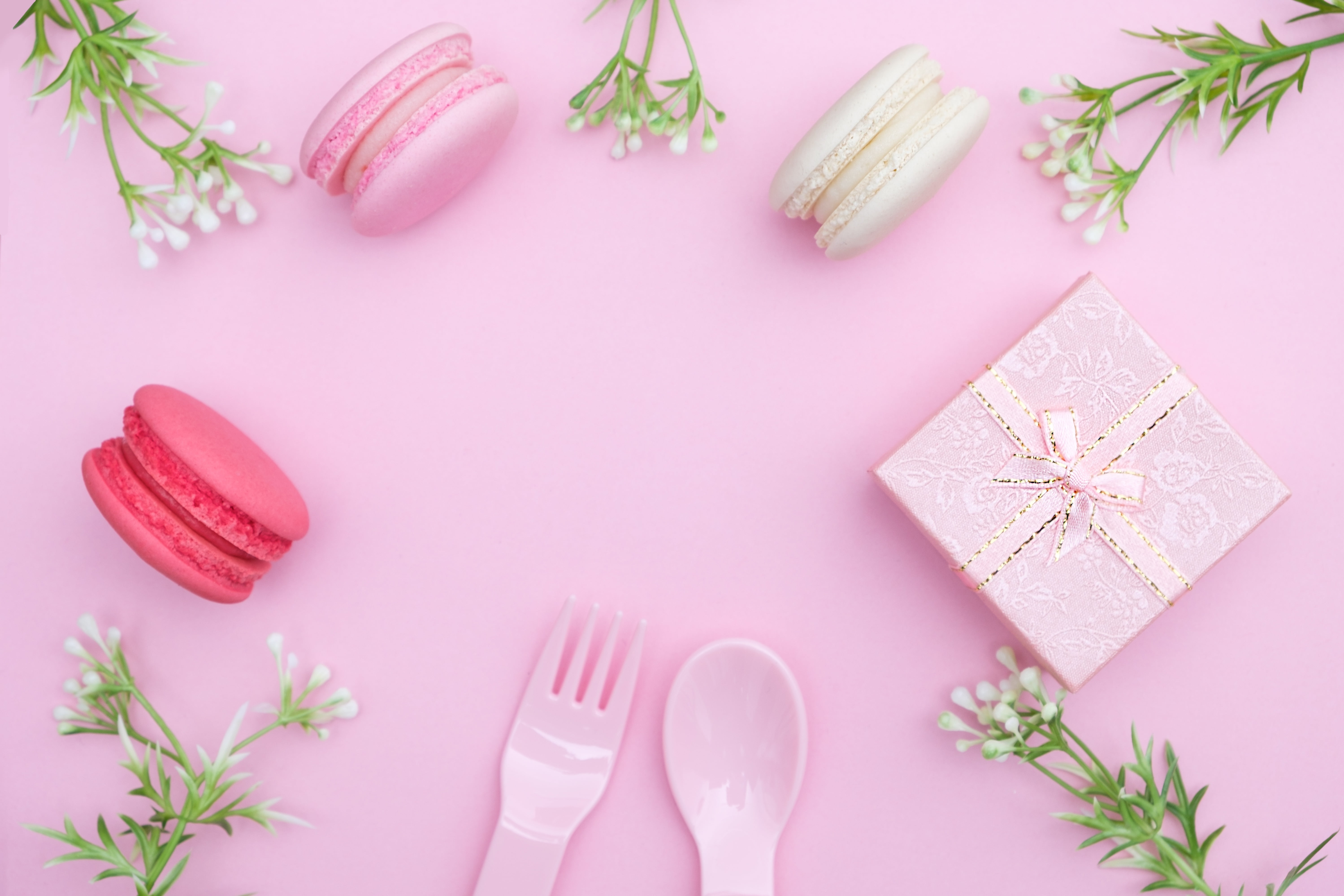 pink, macaroon, flowers, macaron, romantic, 5K, beautiful, gift, love, tender, HD Wallpaper