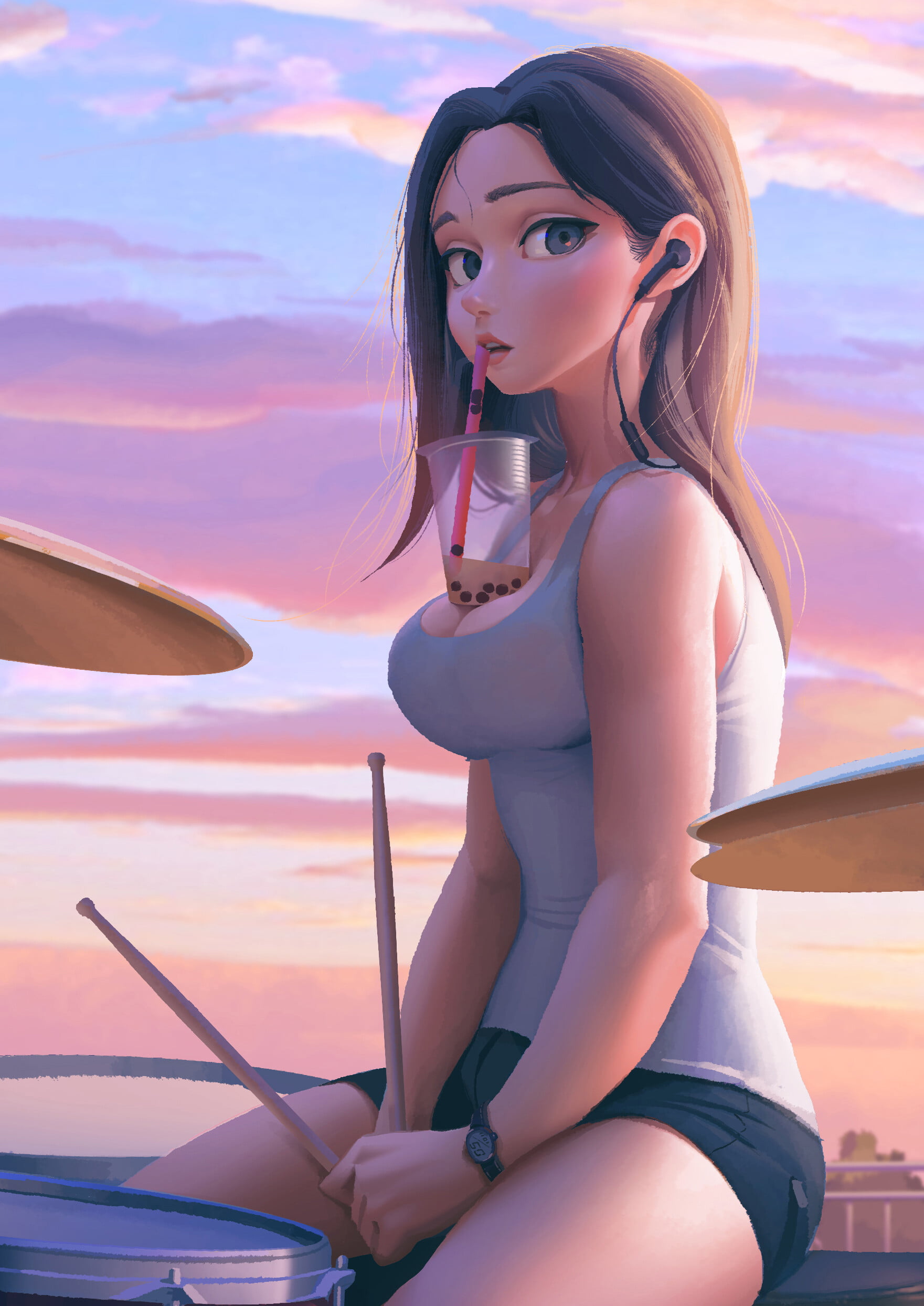 digital art, battery, Bo Xun Lin, artwork, field, 1080P, Phone HD Wallpaper