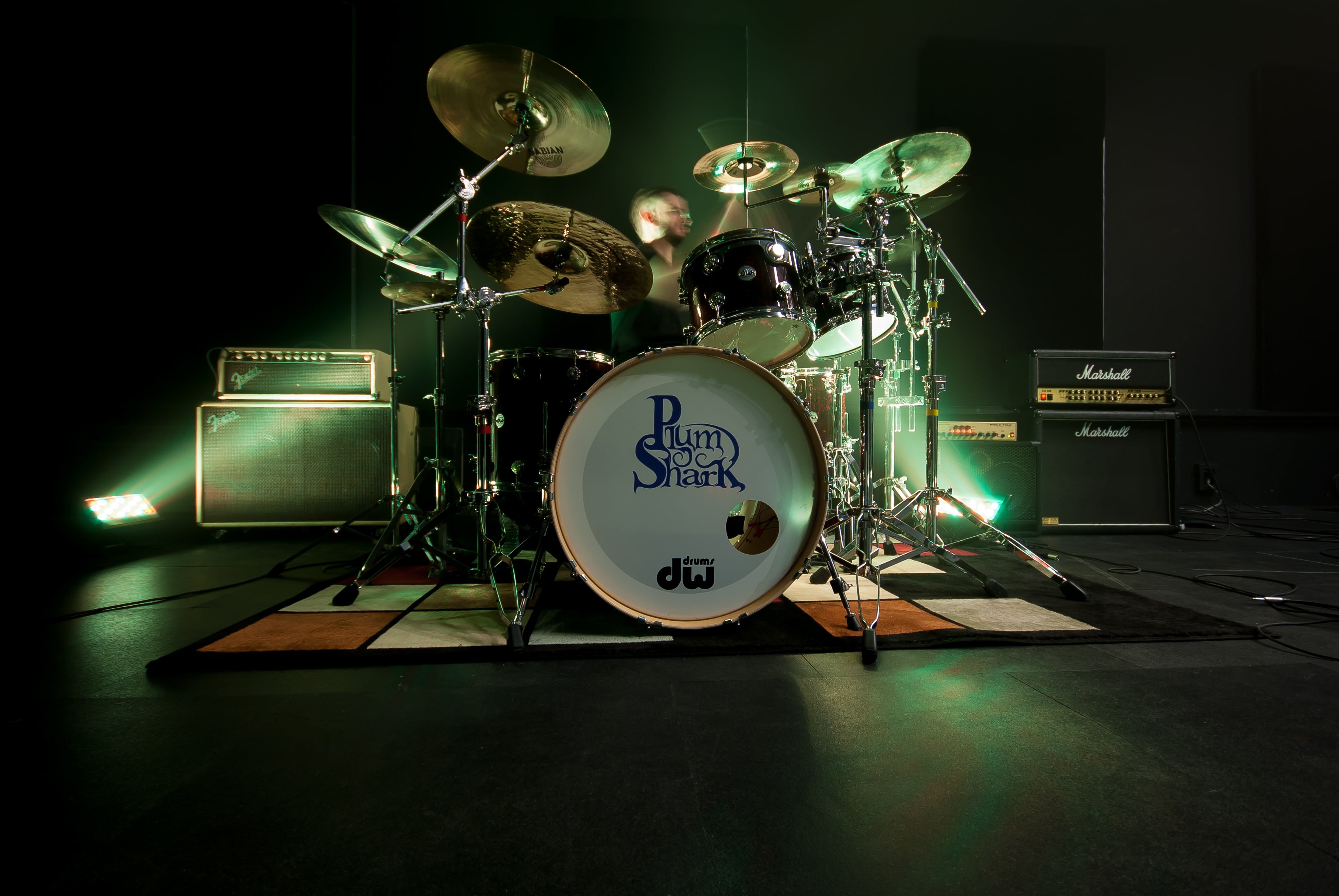 black, percussion instrument, dark, stage, arts culture and entertainment, music, drum kit, drum, colored, stage - performance space, show, musician, clock, HD Wallpaper