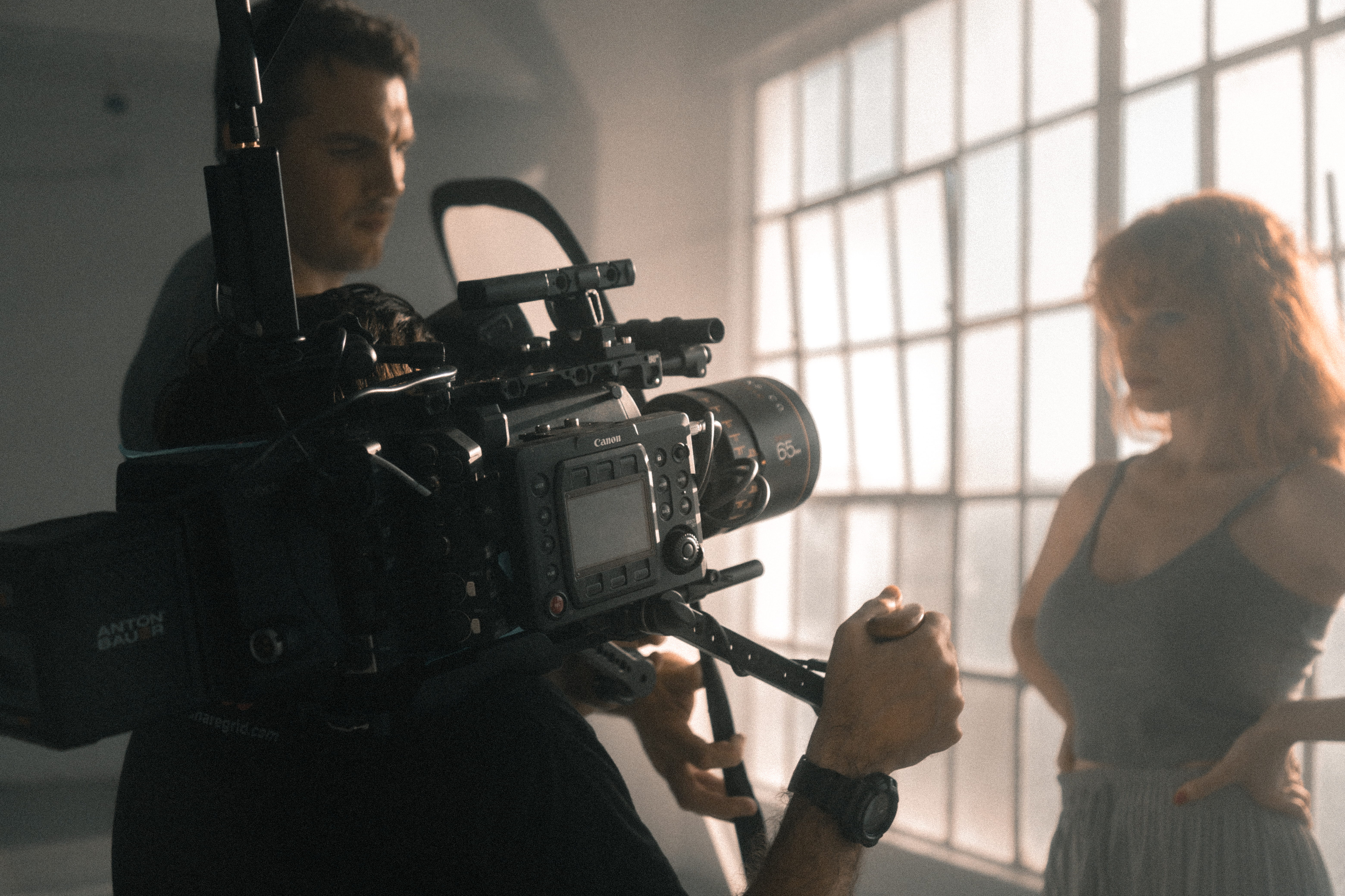 film shoot, camera, posing, lens - Optical Instrument, camera equipment, camera gear, females, film, woman, hobbies, journalist, beside, television Camera, HD Wallpaper