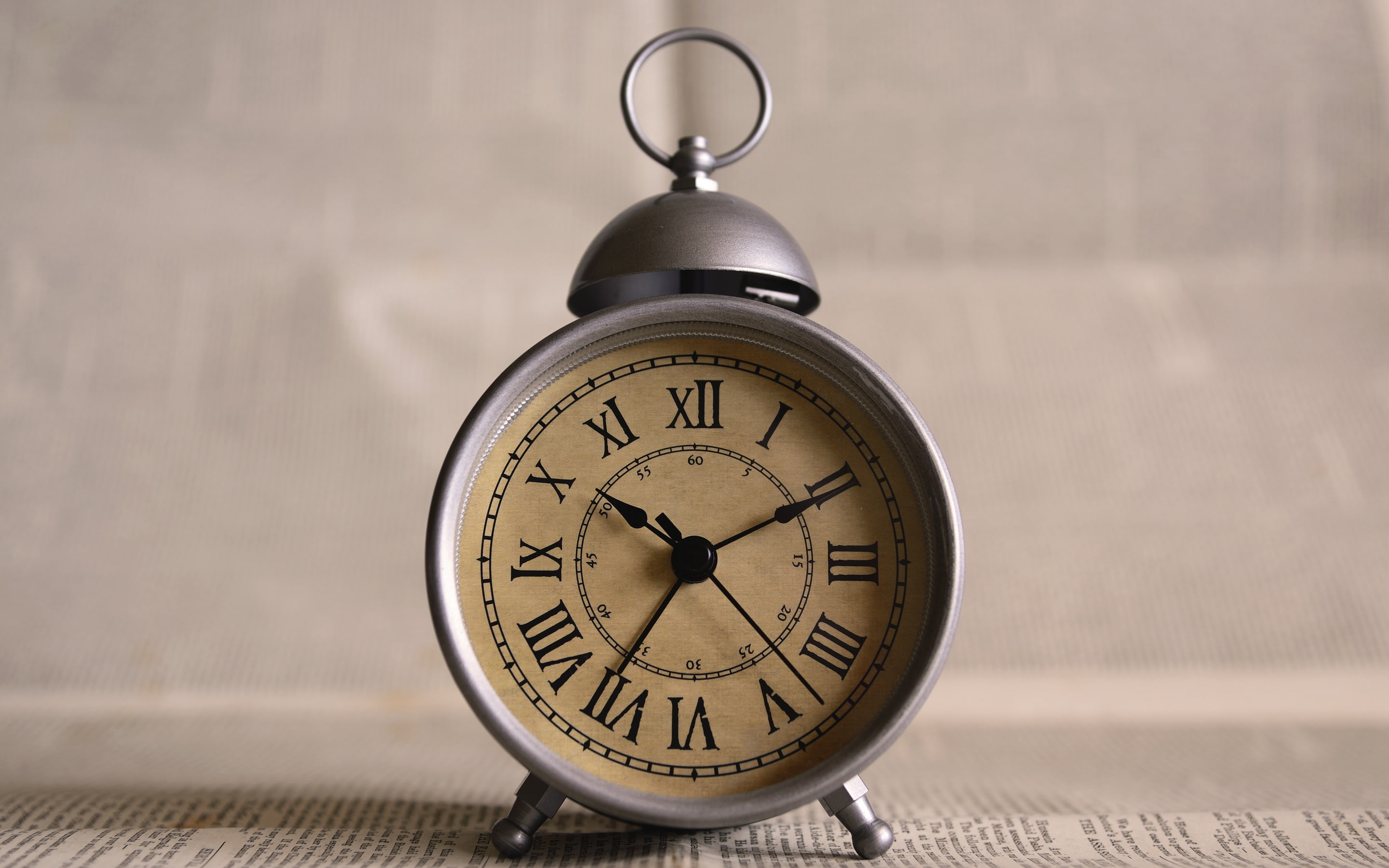 single, clock, bell, alarm, clock pointers, time, 2K, vintage, a larm, pointers, larm, silver, HD Wallpaper