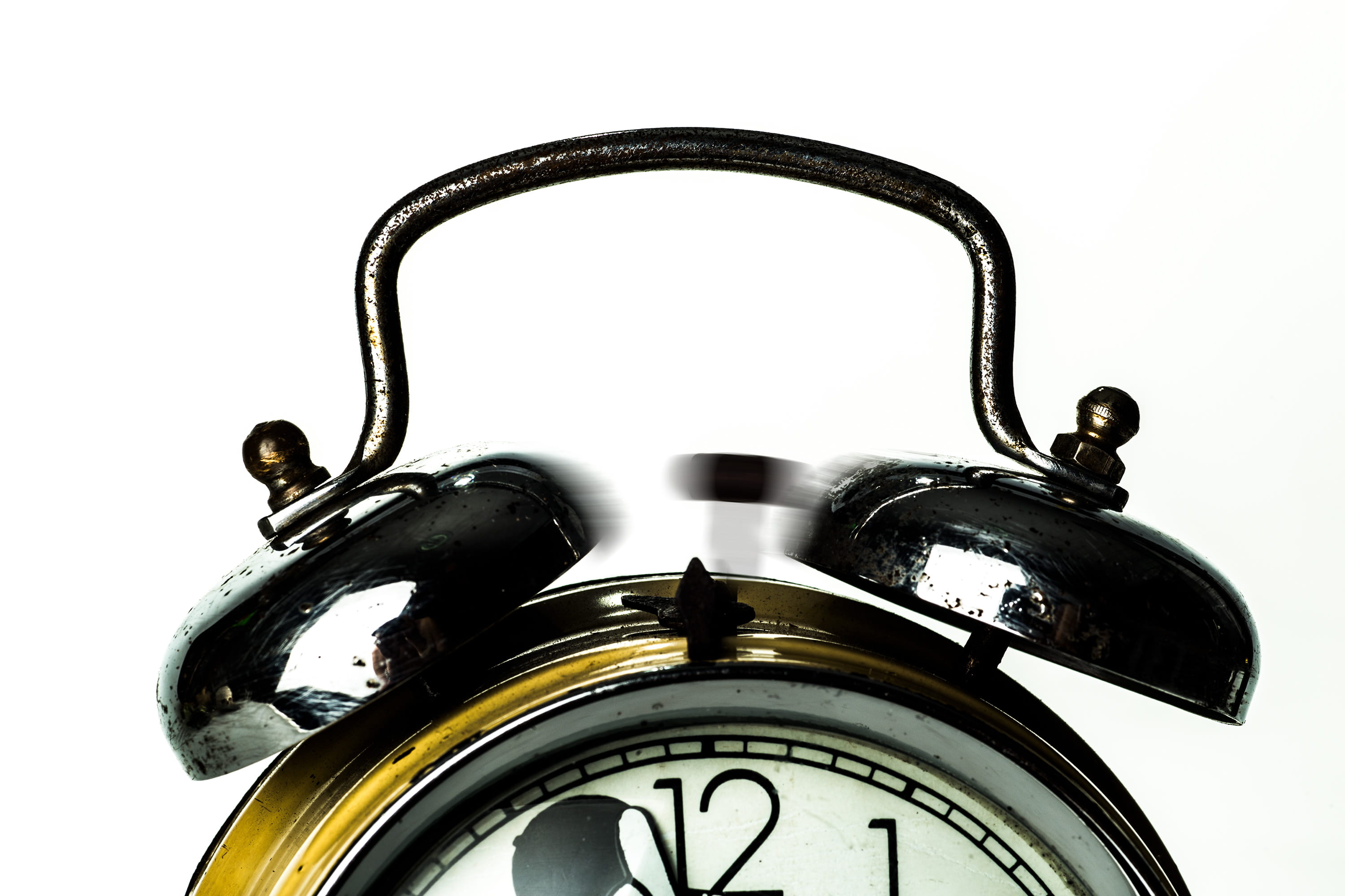 studio shot, time, hours, cut out, alarm, wake up, history, antique, close-up, indoors, timer, white background, numbers, clock face, minute hand, retro, HD Wallpaper