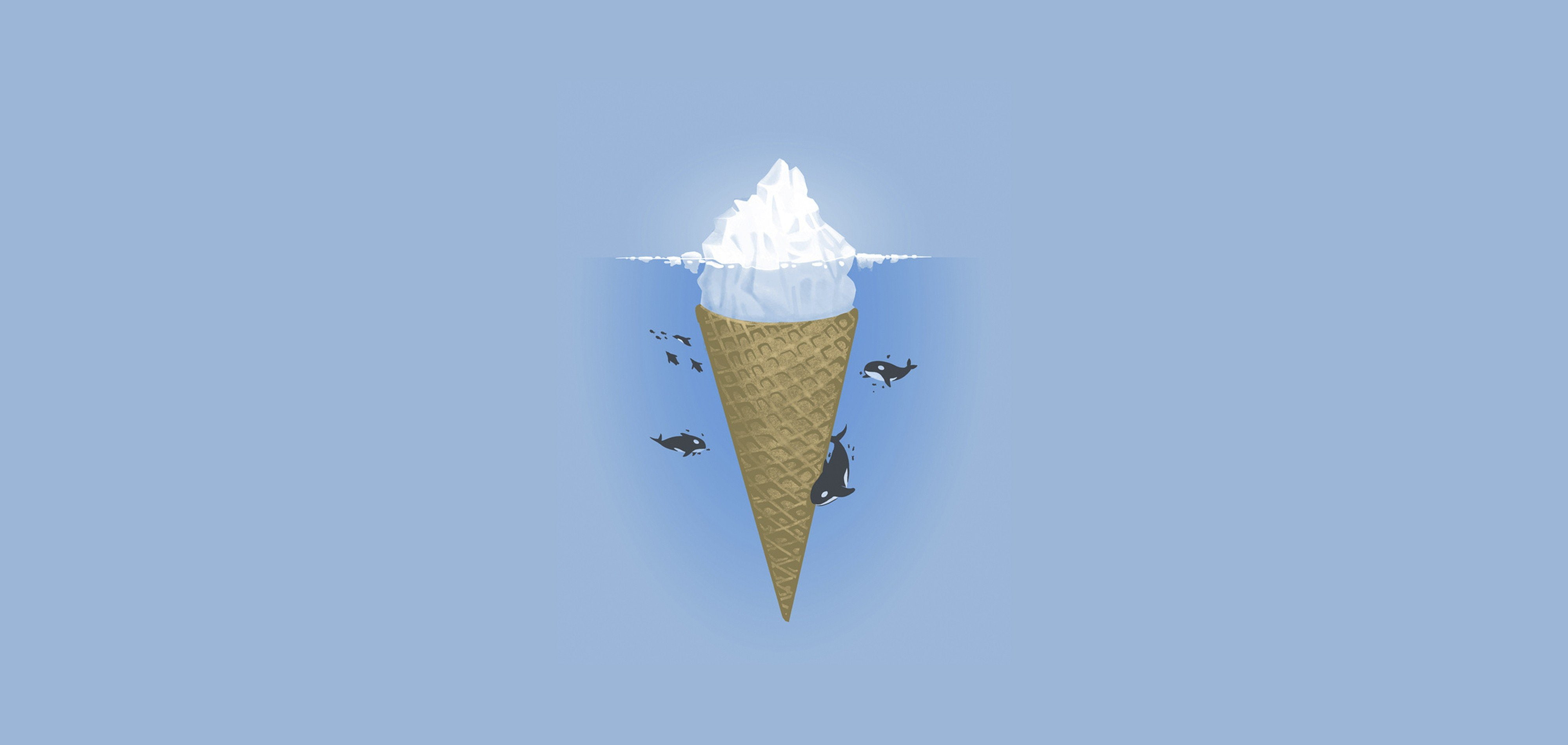 Ice Cream, 4K, Orca, minimalism, HD Wallpaper