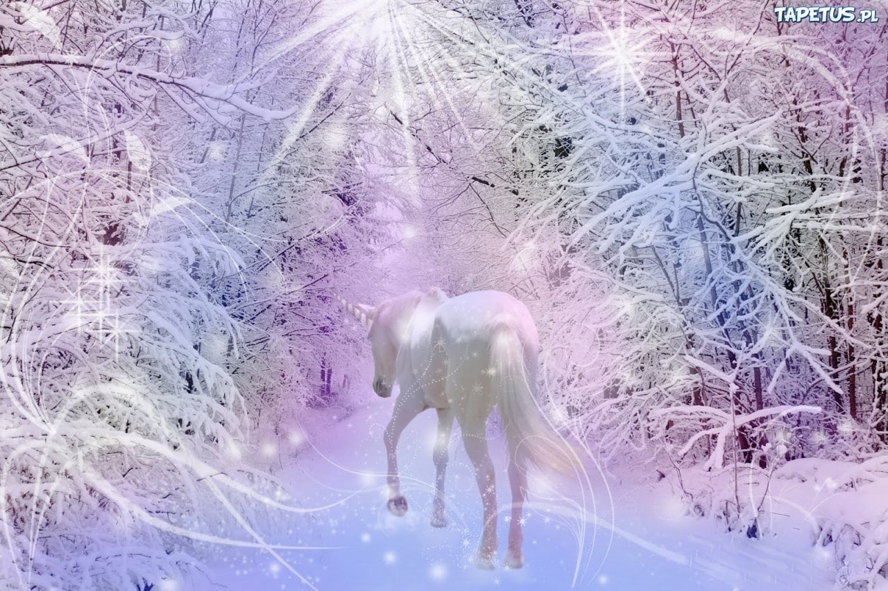 purple, tree, land, outdoors, animal wildlife, animal, nature, digital composite, day, Pferd, animals in the wild, 720P, snow, Deutschland, Fantasy, one animal, HD Wallpaper