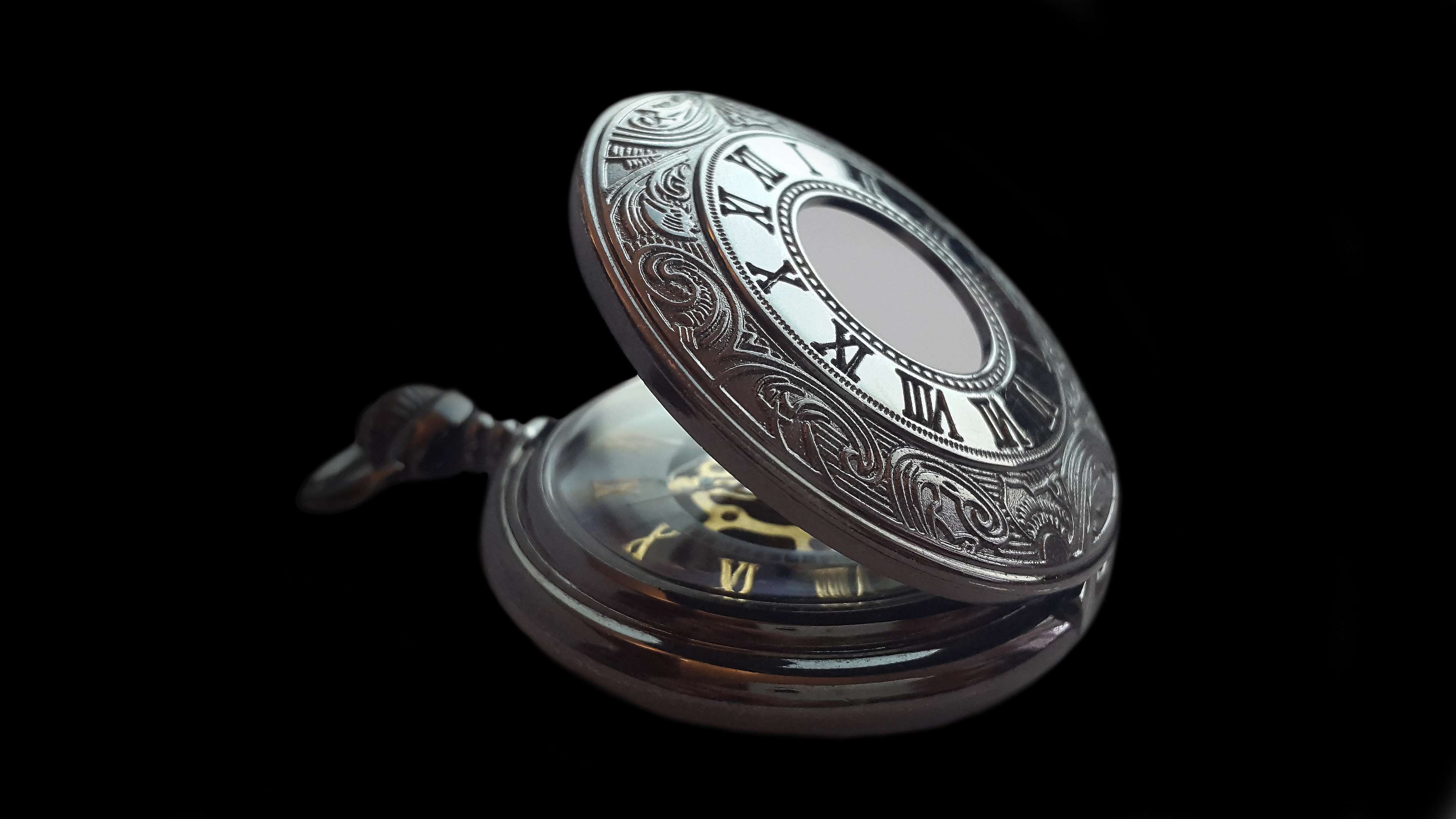 old, clock face, cut out, pointer, clock, minute hand, indoors, transparent, pocket watches, glass - material, close-up, close, 4K, movement, silver colored, HD Wallpaper