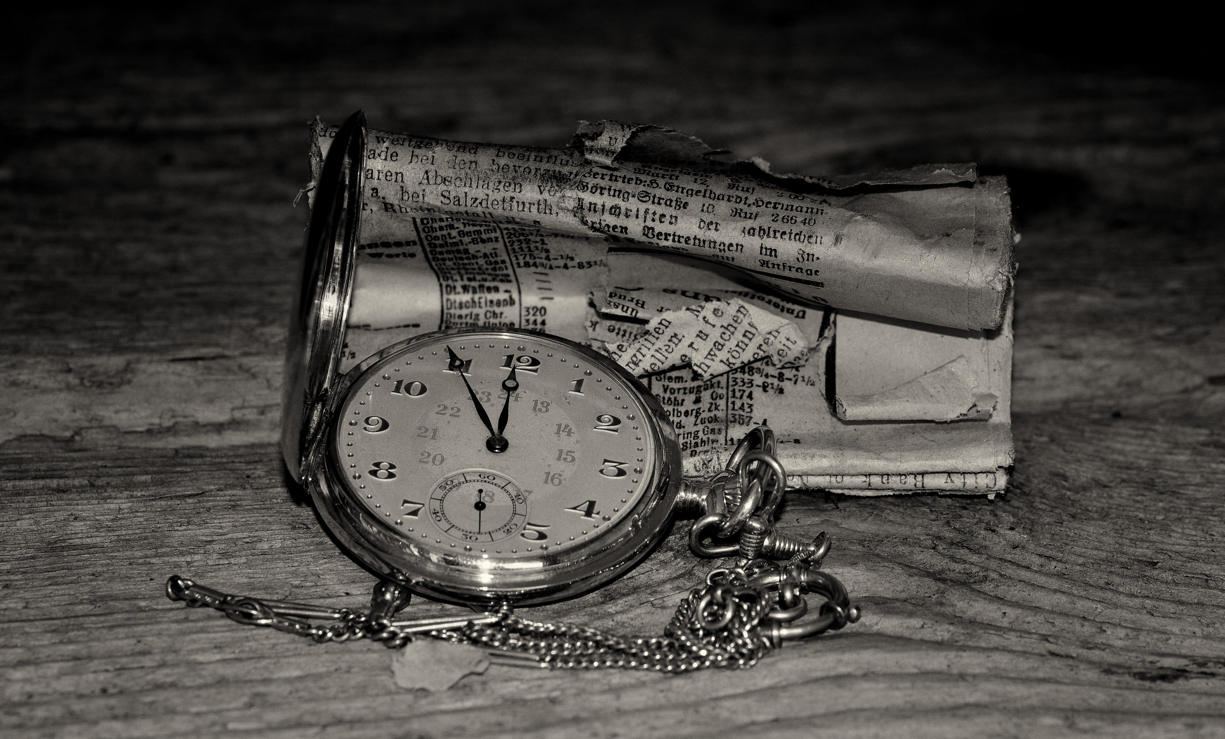 still life, silver, indoors, crumpled, retro Styled, table, instrument of time, black and white recording, old, clock, instrument of measurement, obsolete, HD Wallpaper