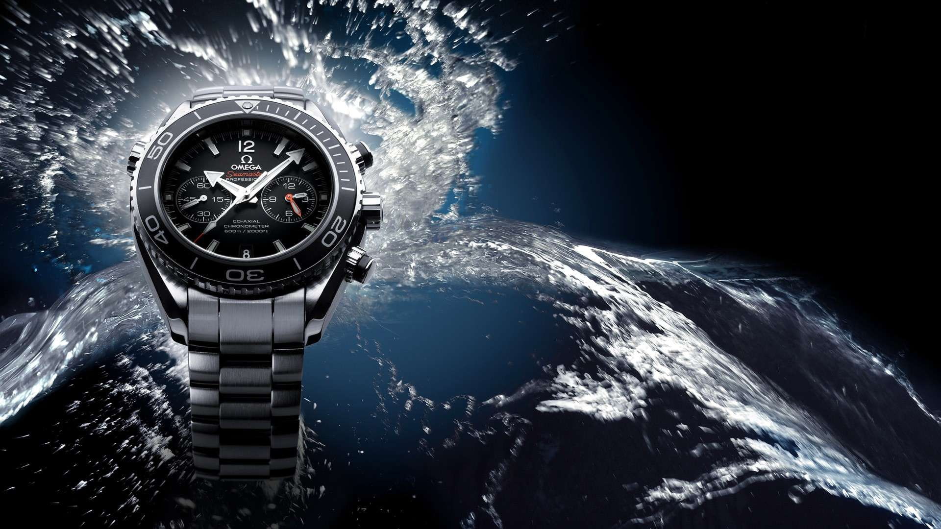 link, hd, splash, bracelet, omega, round, water, brushed, watch, chronograph, 1080P, seamaster, silver, black, HD Wallpaper