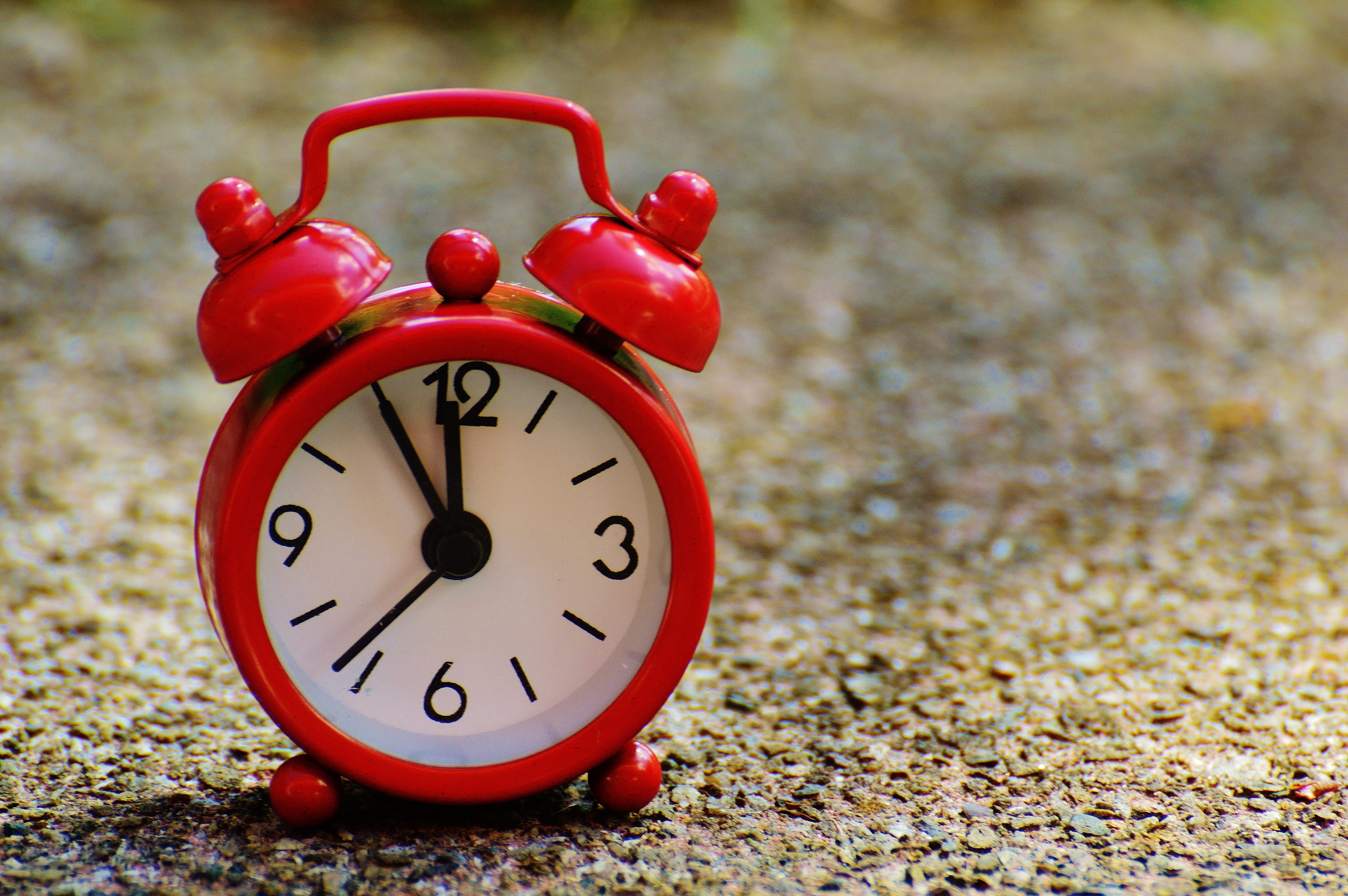 clock face, red, pebbles, alarm, time indicating, time, man made, focus on foreground, still life, clock, red alarm, accuracy, the eleventh hour, selective focus, HD Wallpaper