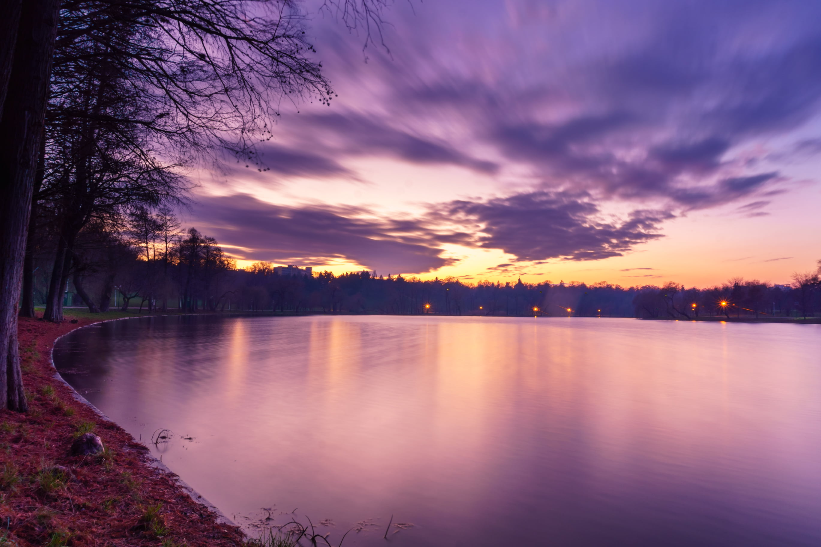 nex, dusk, bucharest, bucuresti, nature, clouds, LE, scenics, lac, photo, sunset, tree, sorin, sky, tineretului  park, romania, landscape, sony  a6000, HD Wallpaper